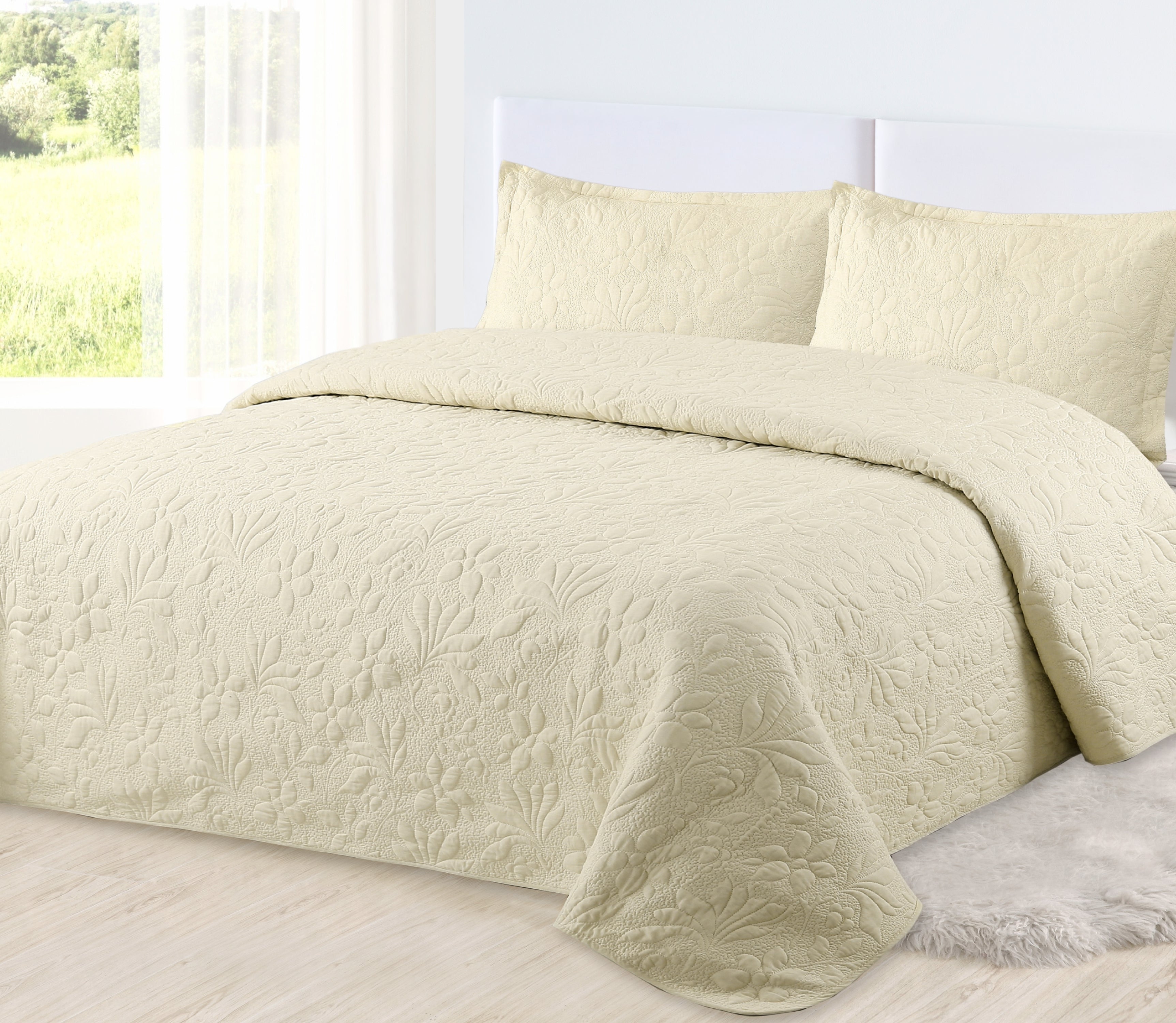 Katoenen sprei koraalbeige