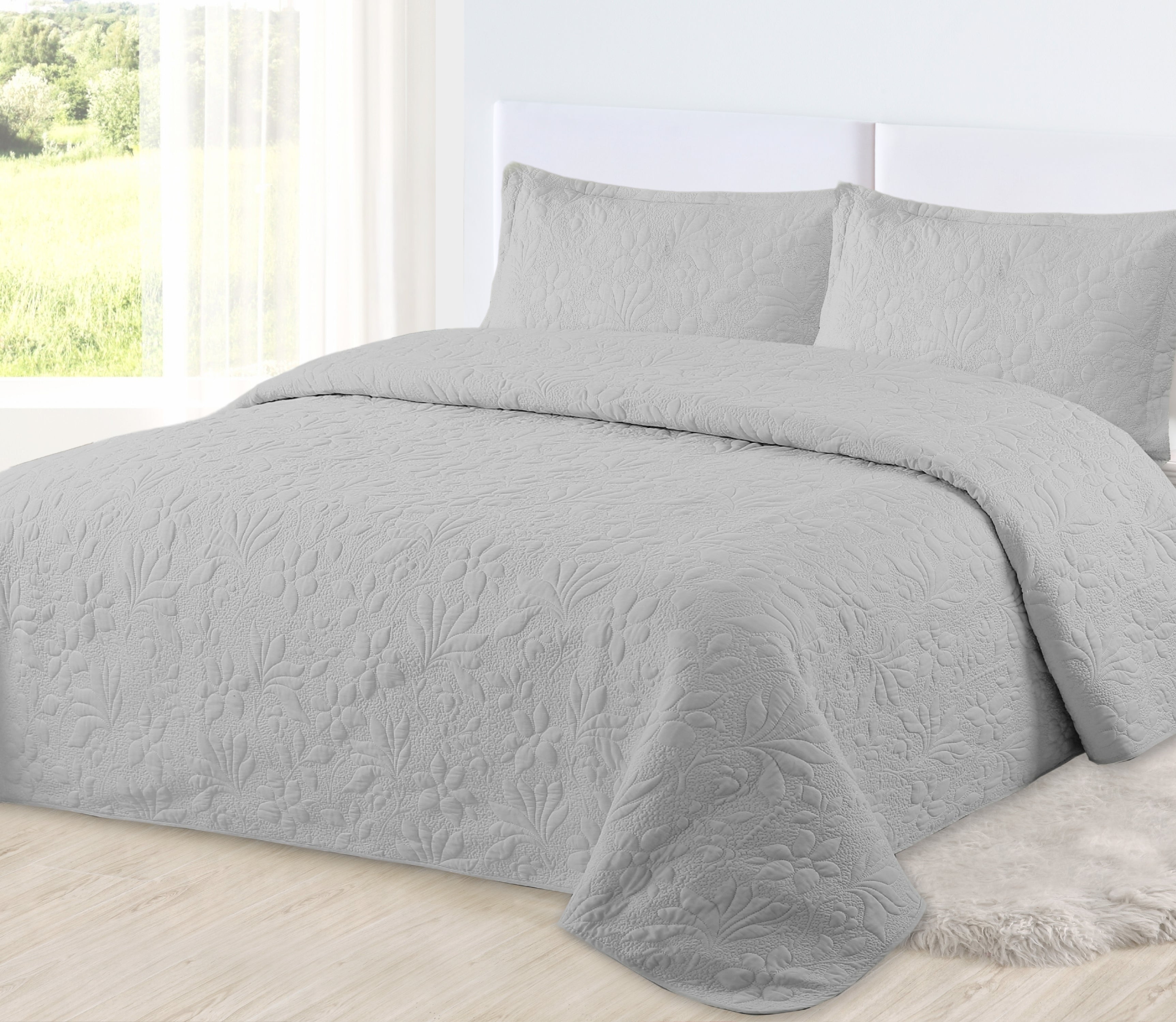 Tagesdecke aus Baumwolle Coral Grau