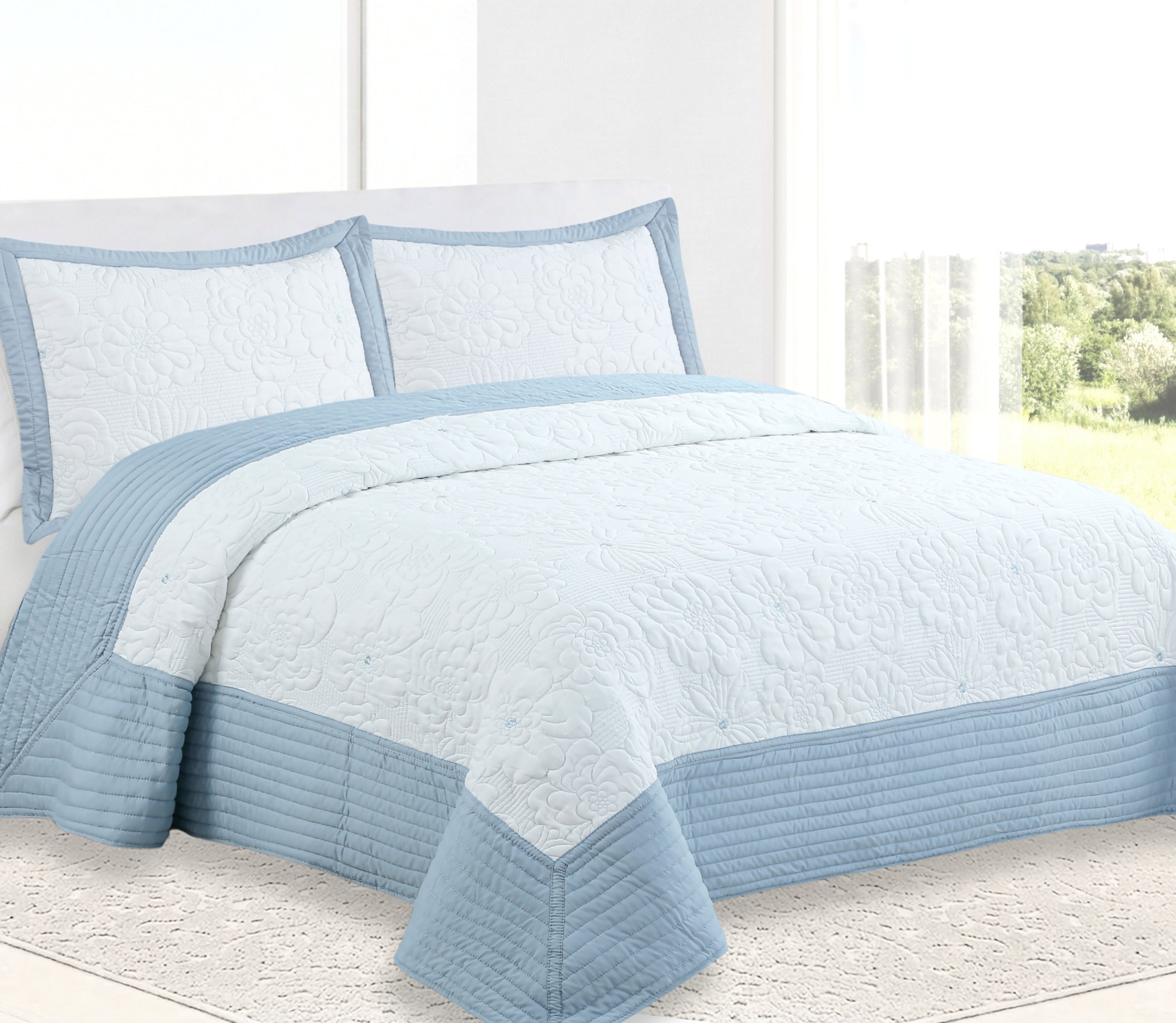 Couvre-lit Brodé Sali Bleu