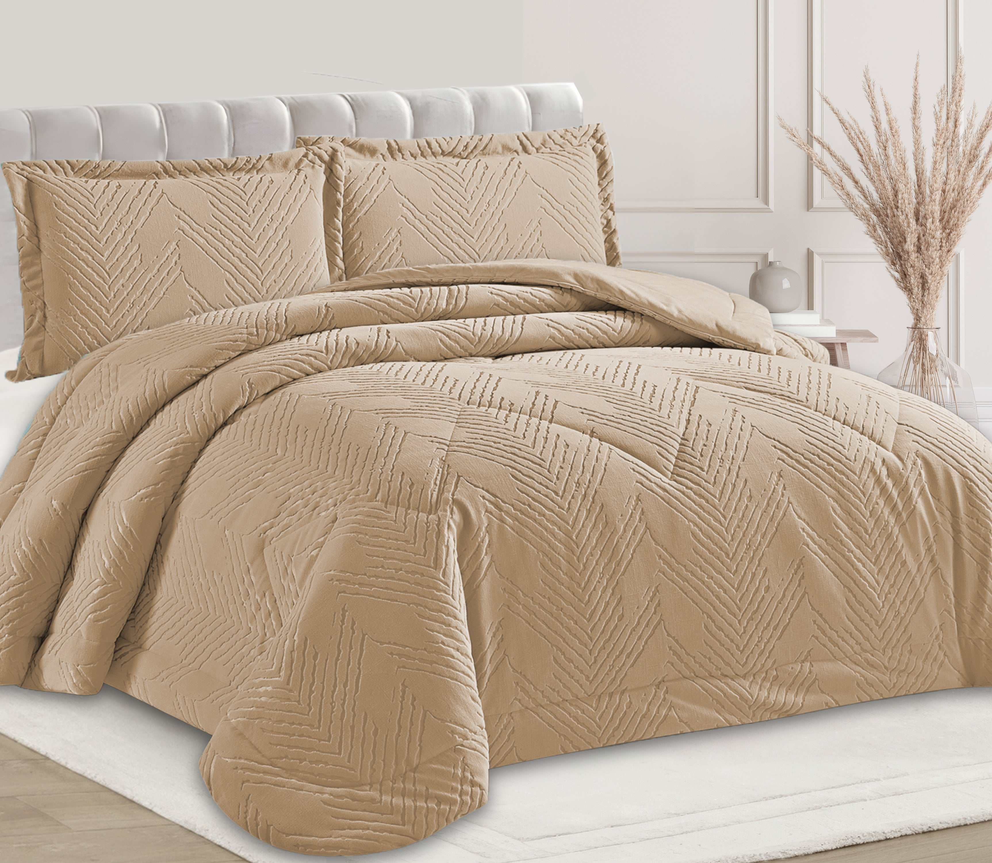 Samt-Bettdecke Nian Beige