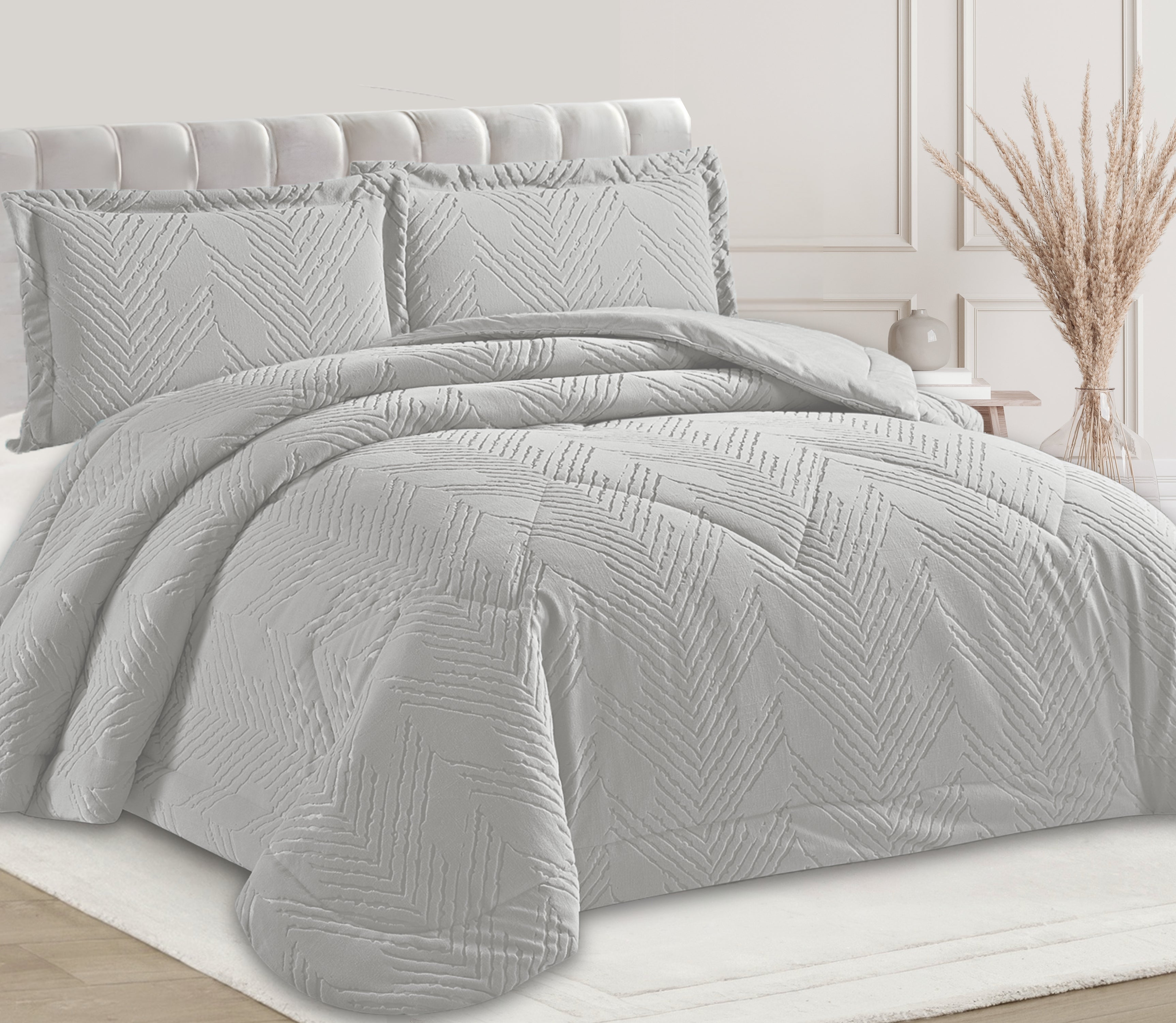 Samt-Bettdecke Nian Grau