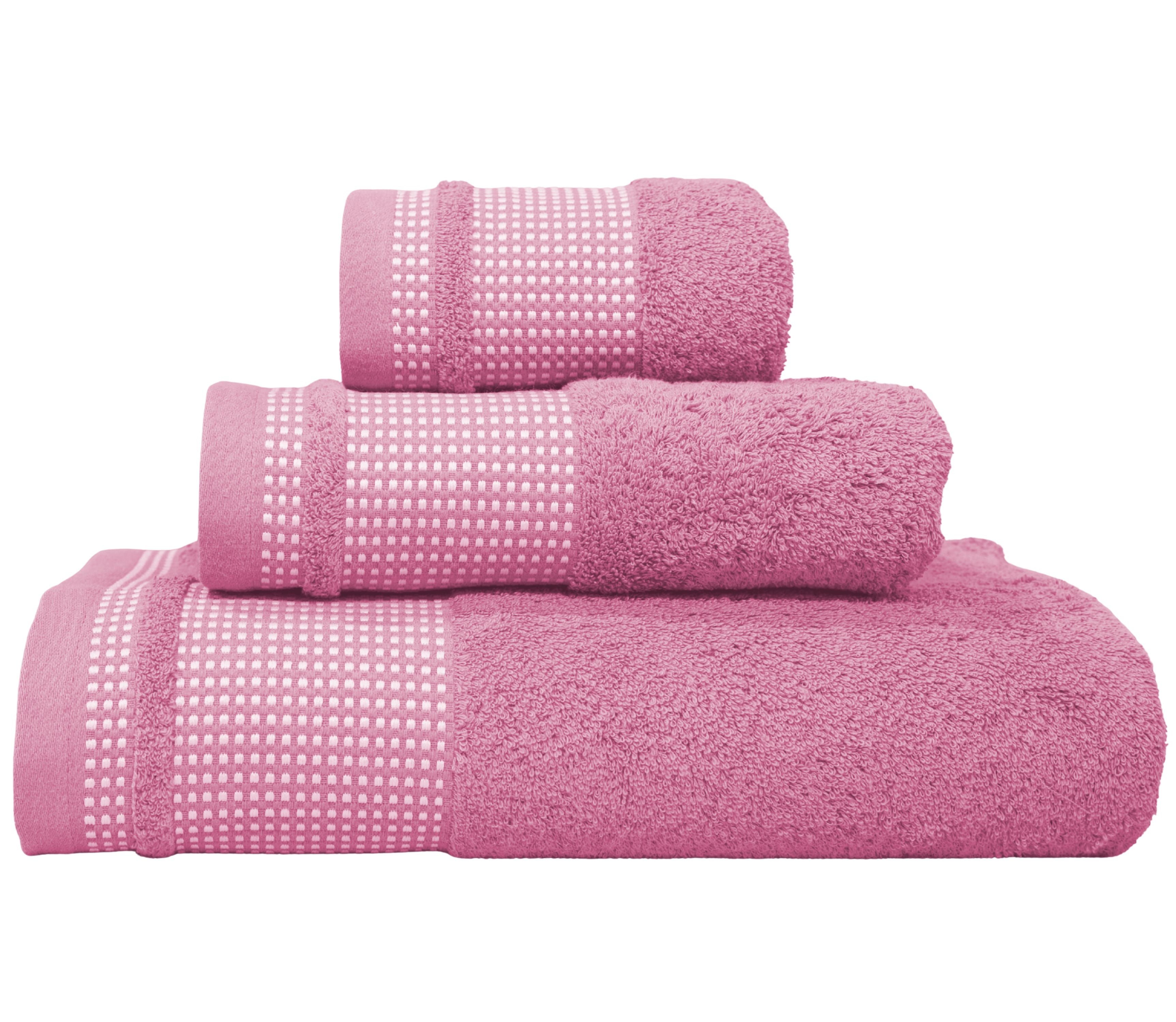 Baumwoll-Badetuch-Set Marte Dunkelrosa