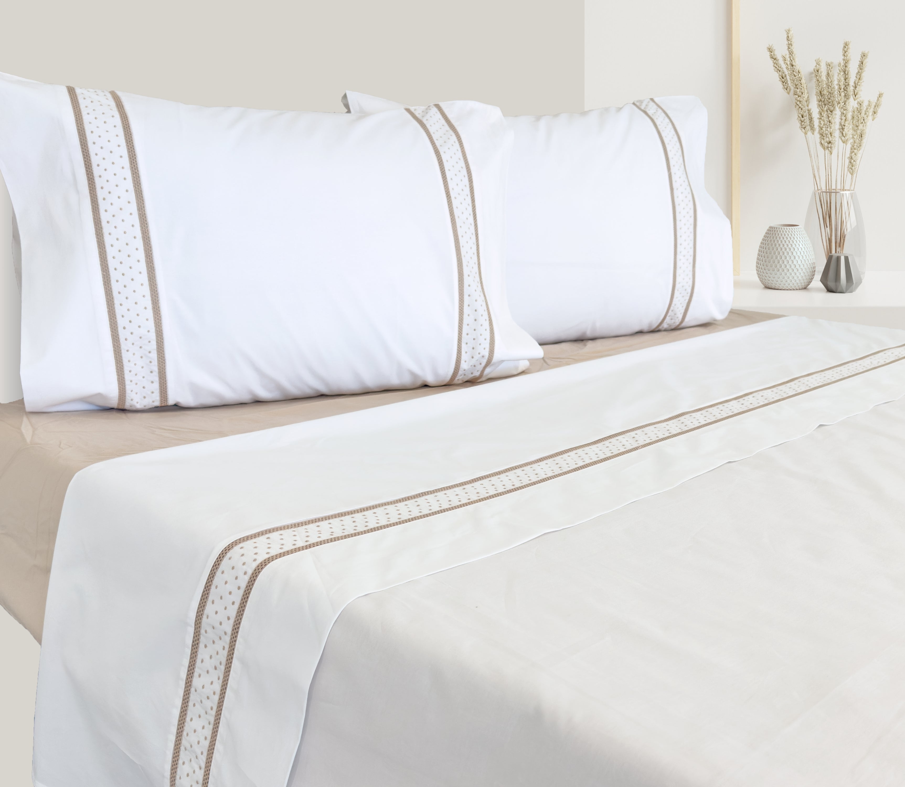Percale Sheet Set Velan Beige