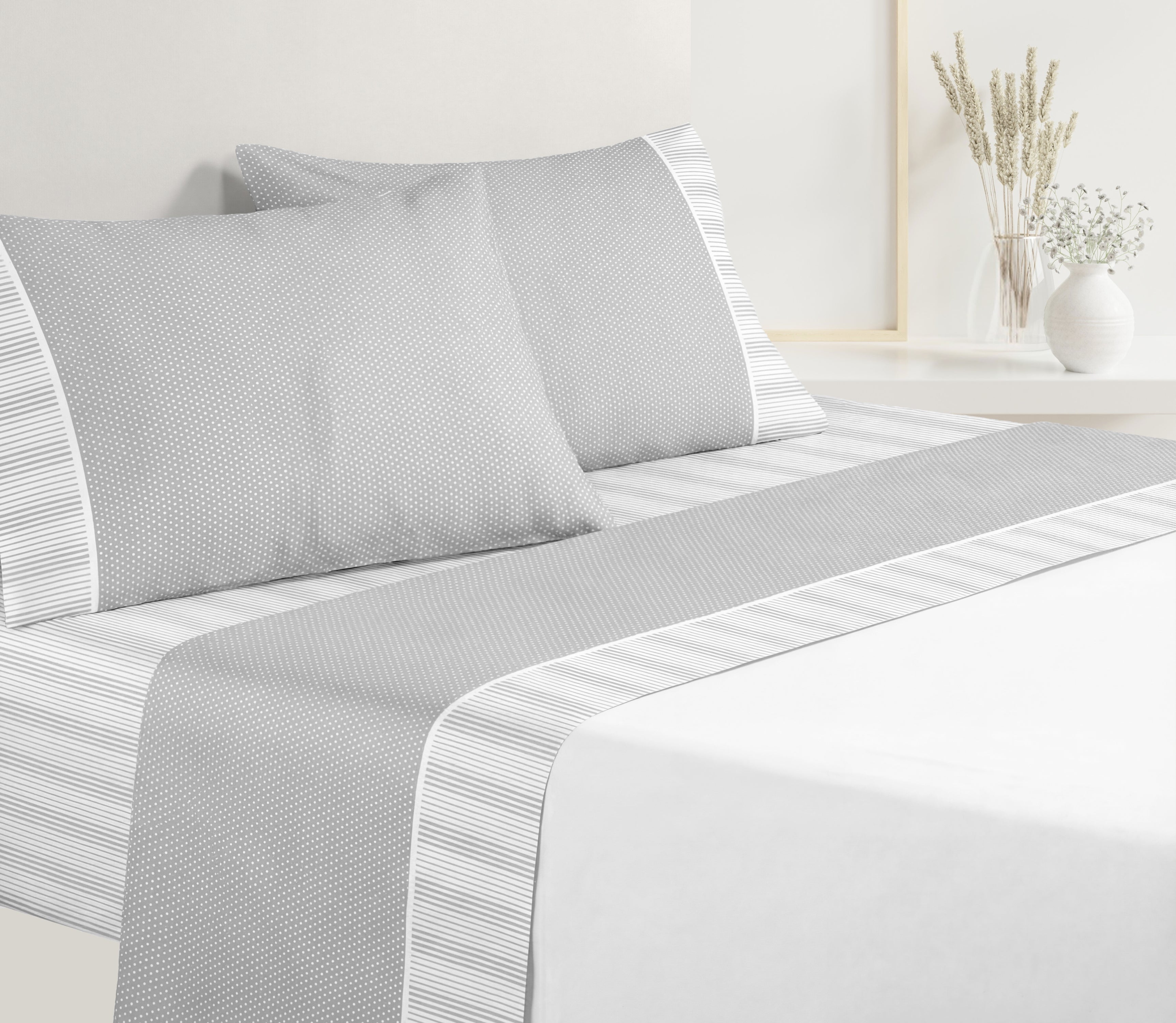 Ensemble de draps en Coton Deni Gris