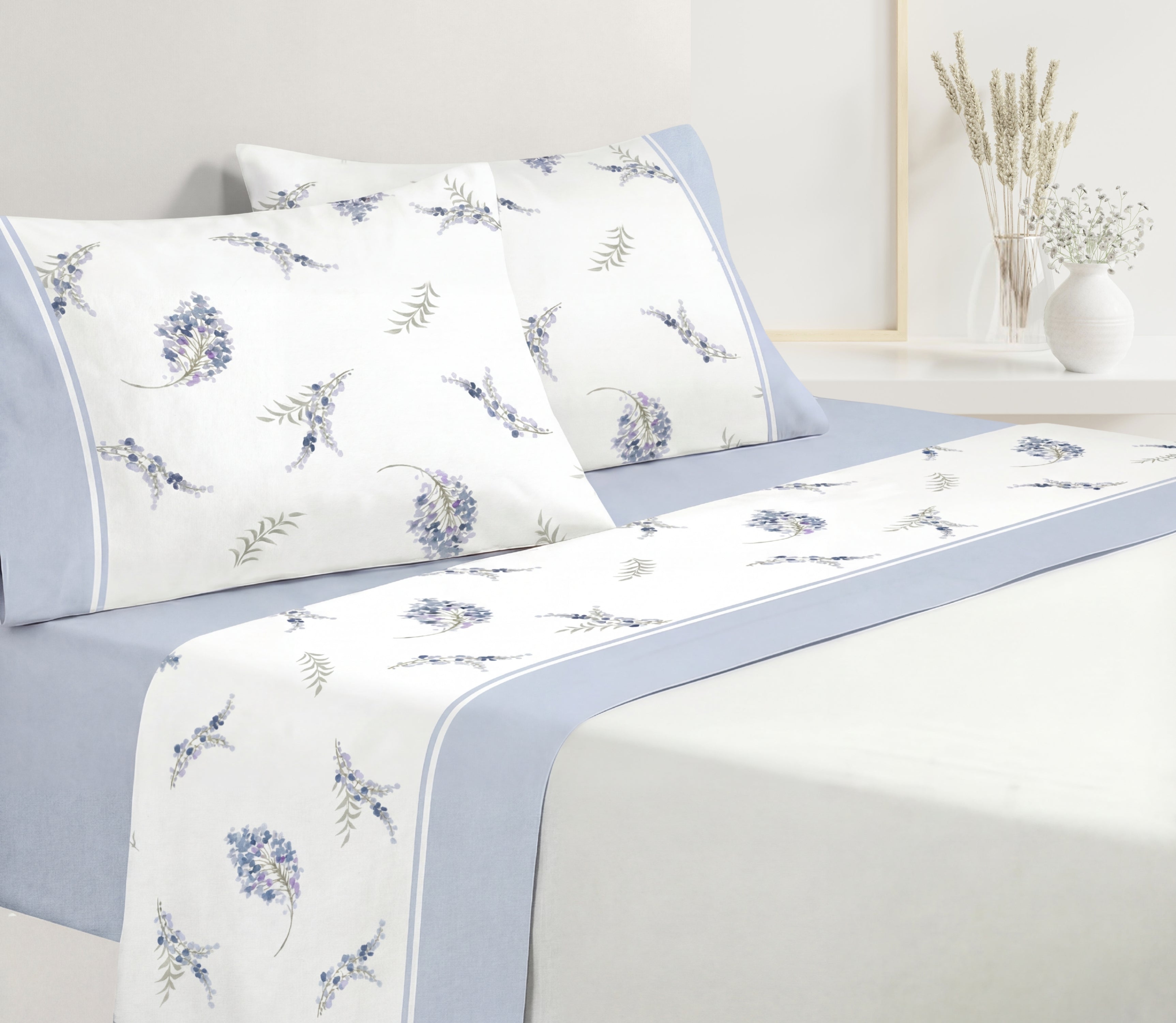 Ensemble de draps en Coton Lisi Bleu