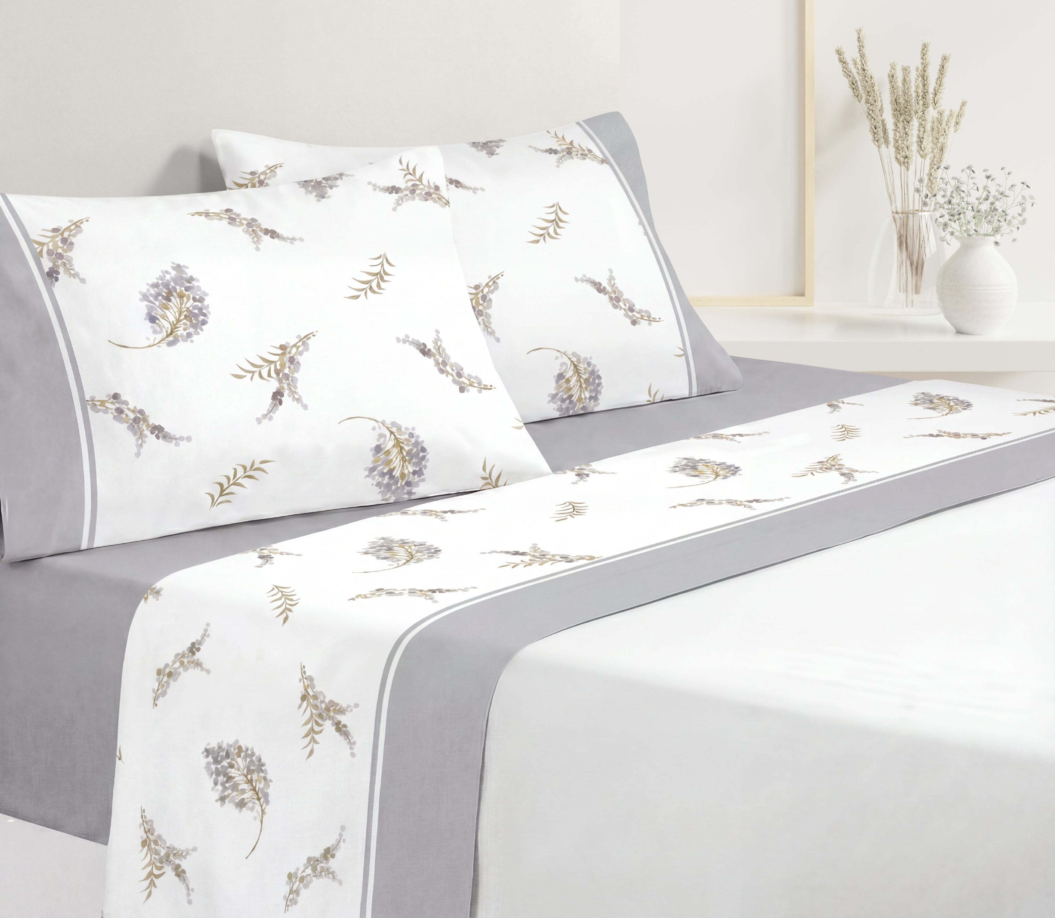 Ensemble de draps en Coton Lisi Gris