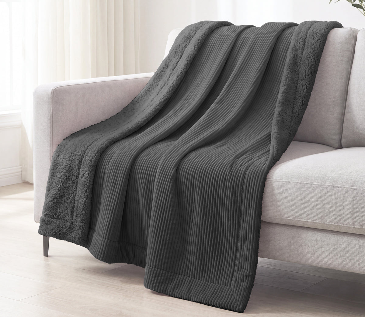Coperta in Sherpa Rubi Grigio Scuro