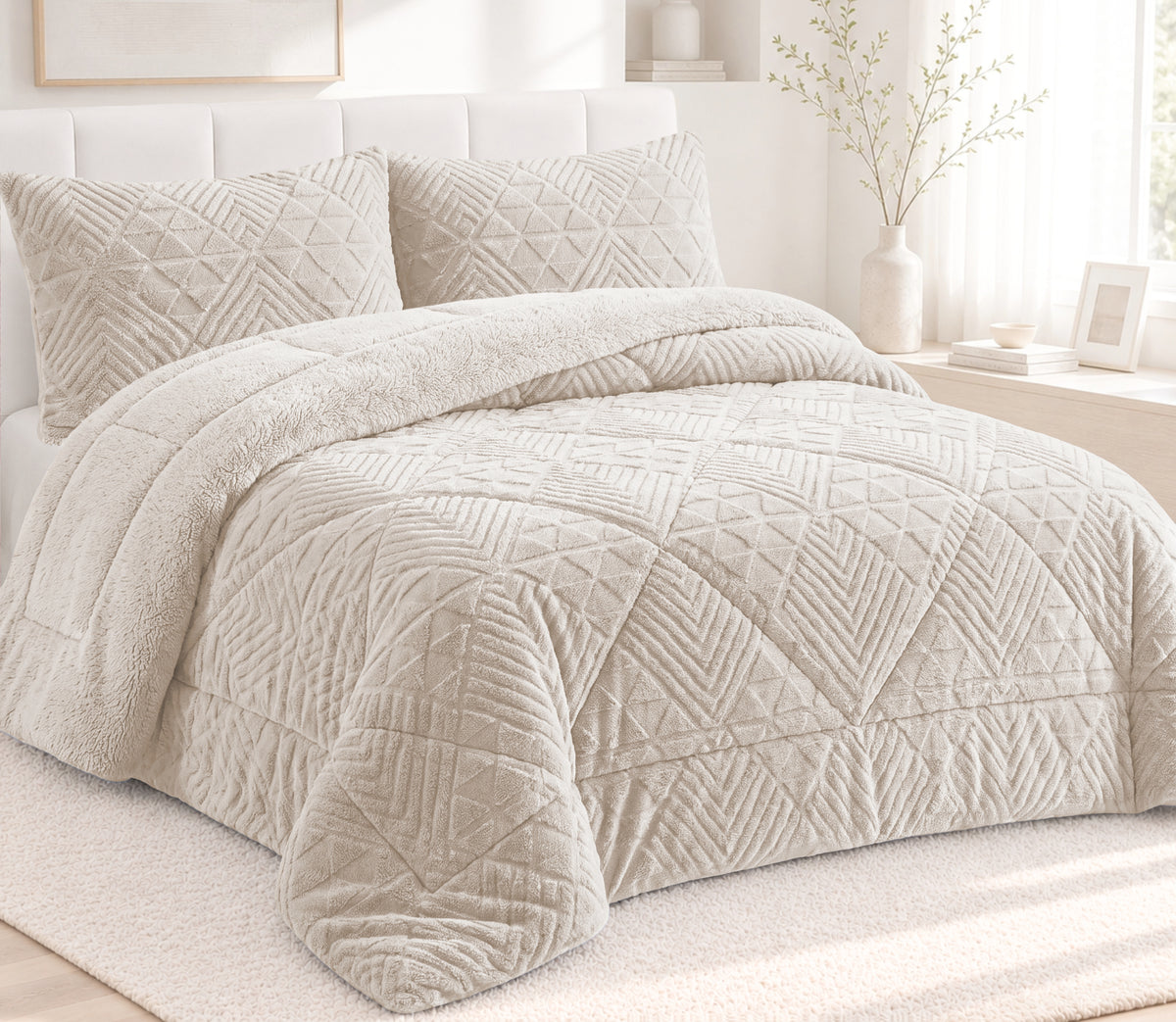 Couvre-lit Sherpa Nevu Beige