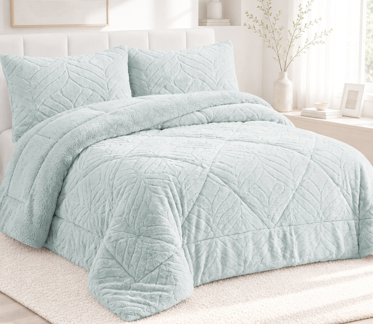 Couvre-lit Sherpa Nuvis Vert d'eau