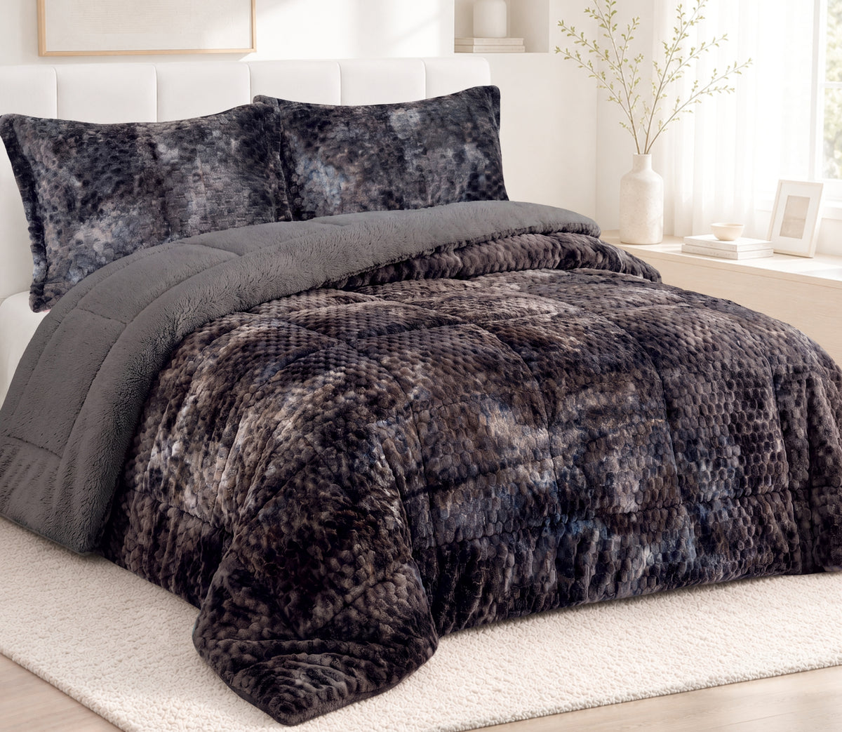 Couvre-lit Sherpa Persa Gris