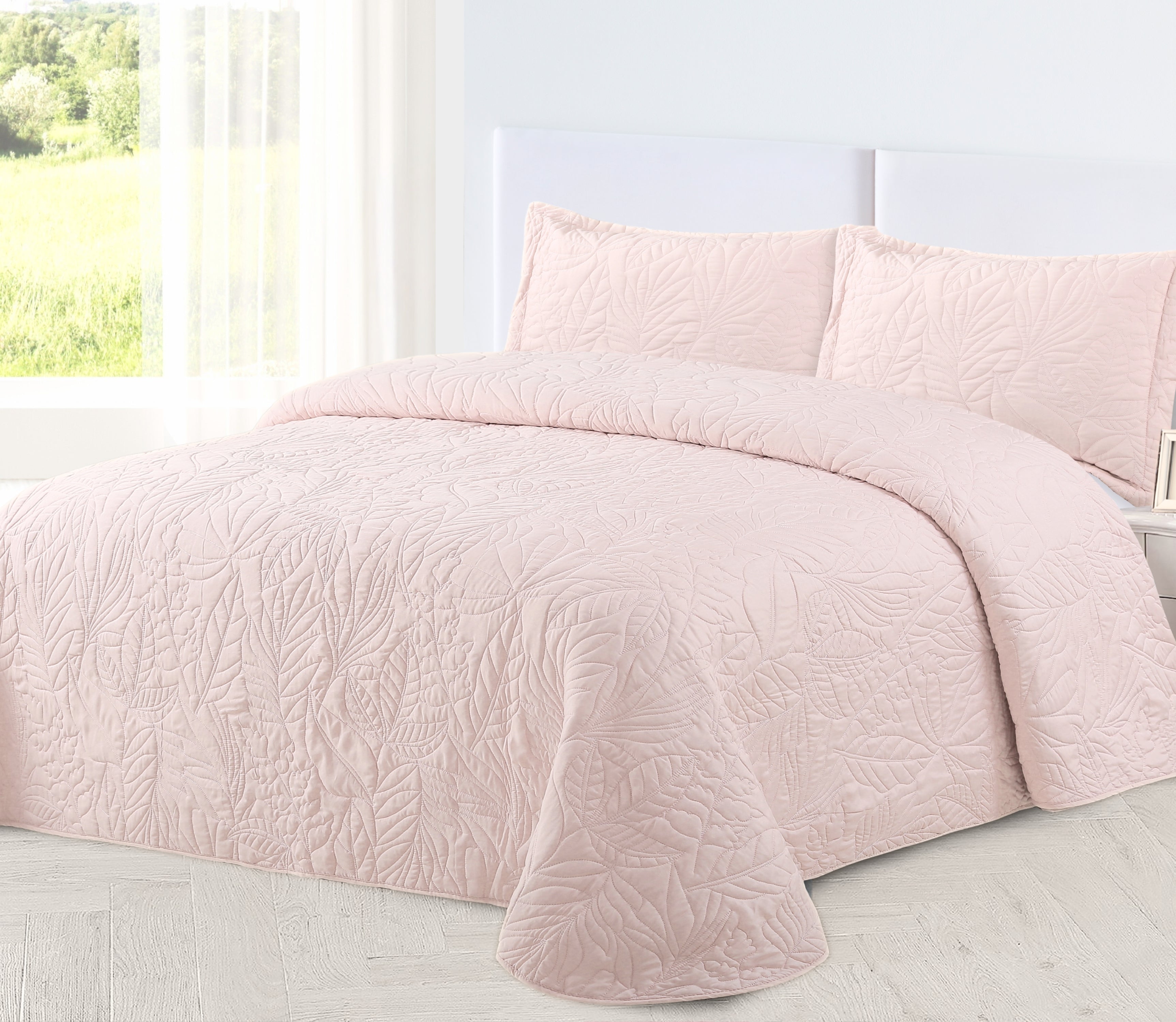 Couvre-lit Brodé Nuvi Rose