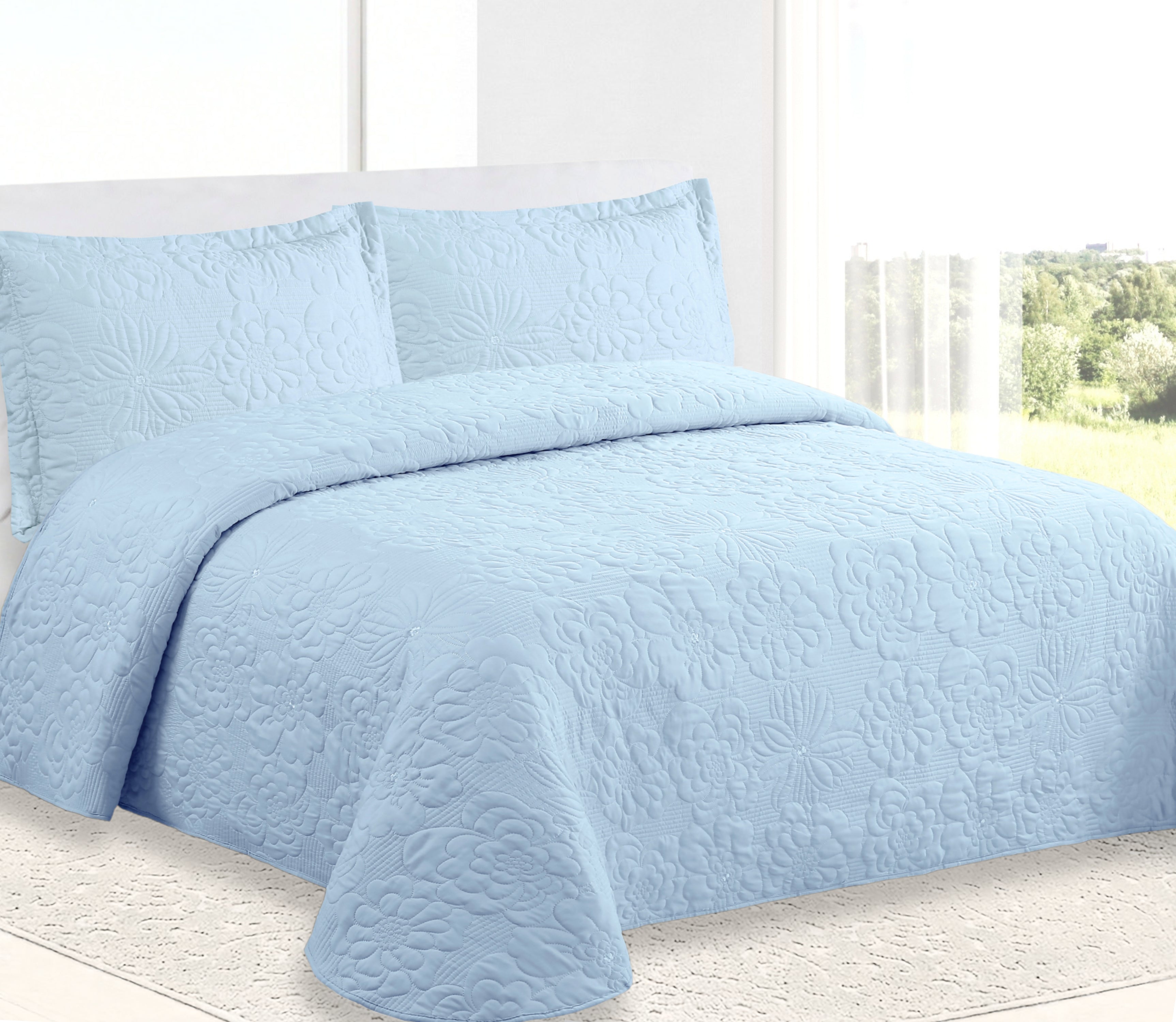 Couvre-lit Brodé Davi Bleu