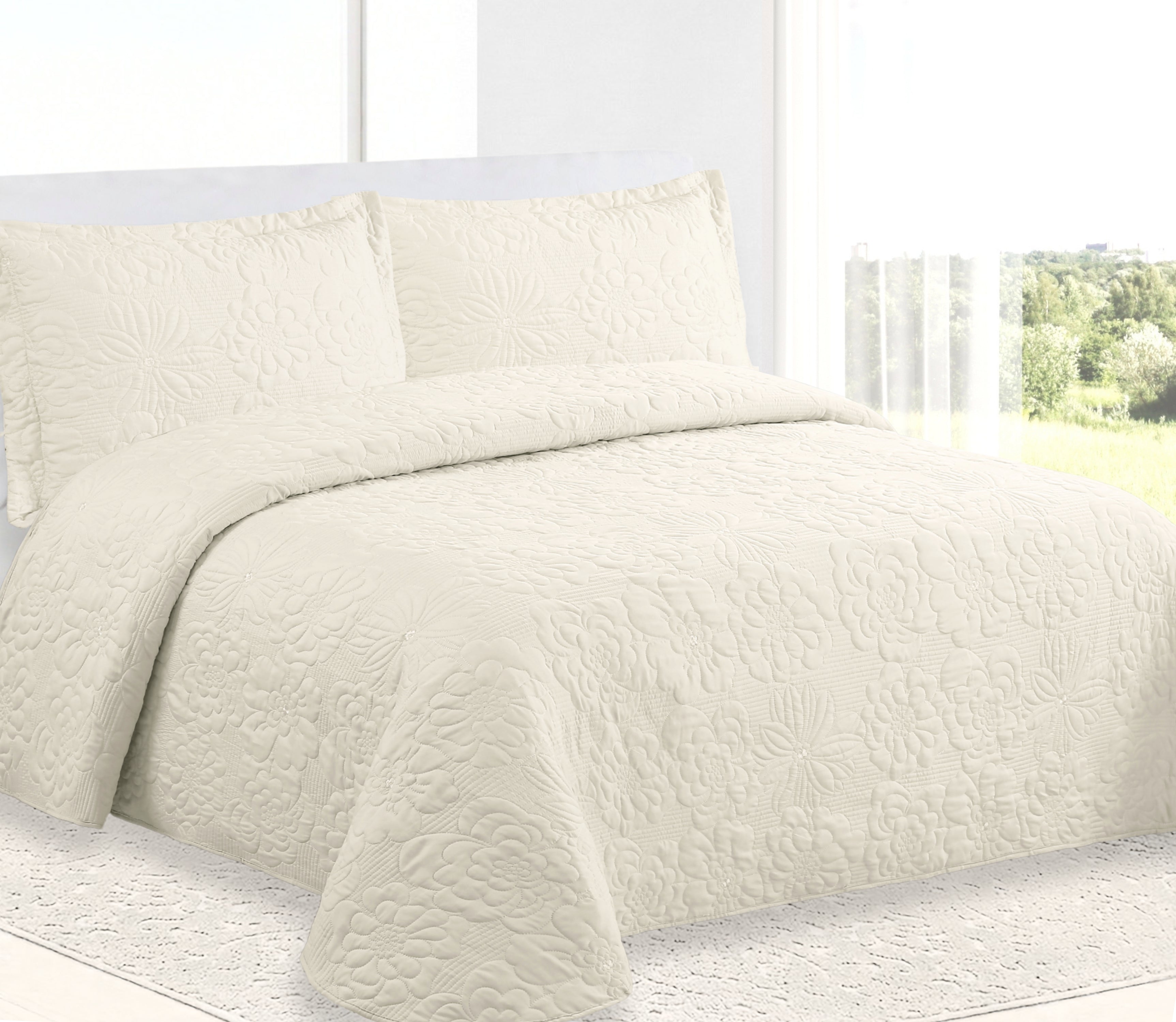 Couvre-lit Brodé Davi Beige