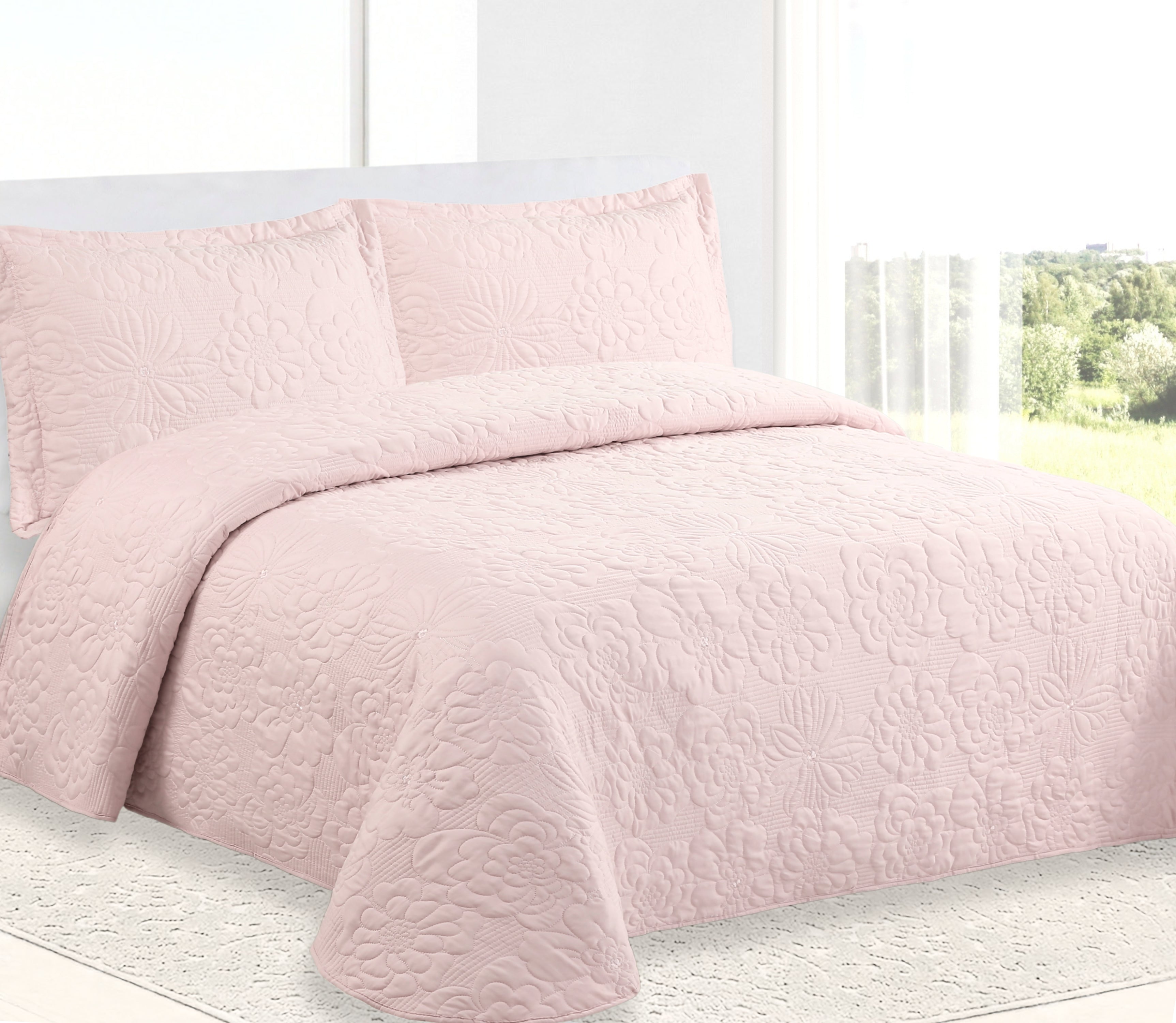 Couvre-lit Brodé Davi Rose