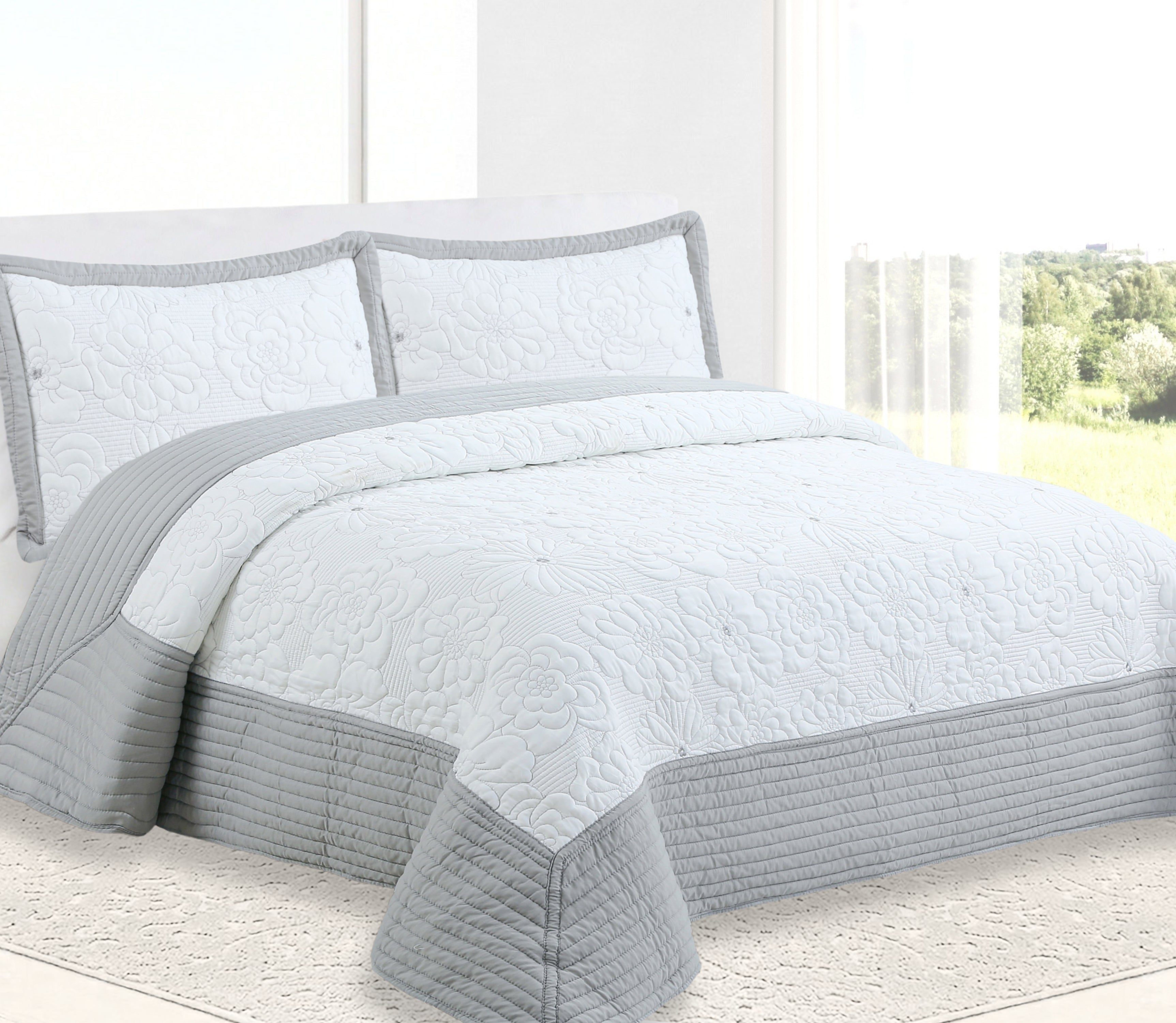 Couvre-lit Brodé Sali Gris