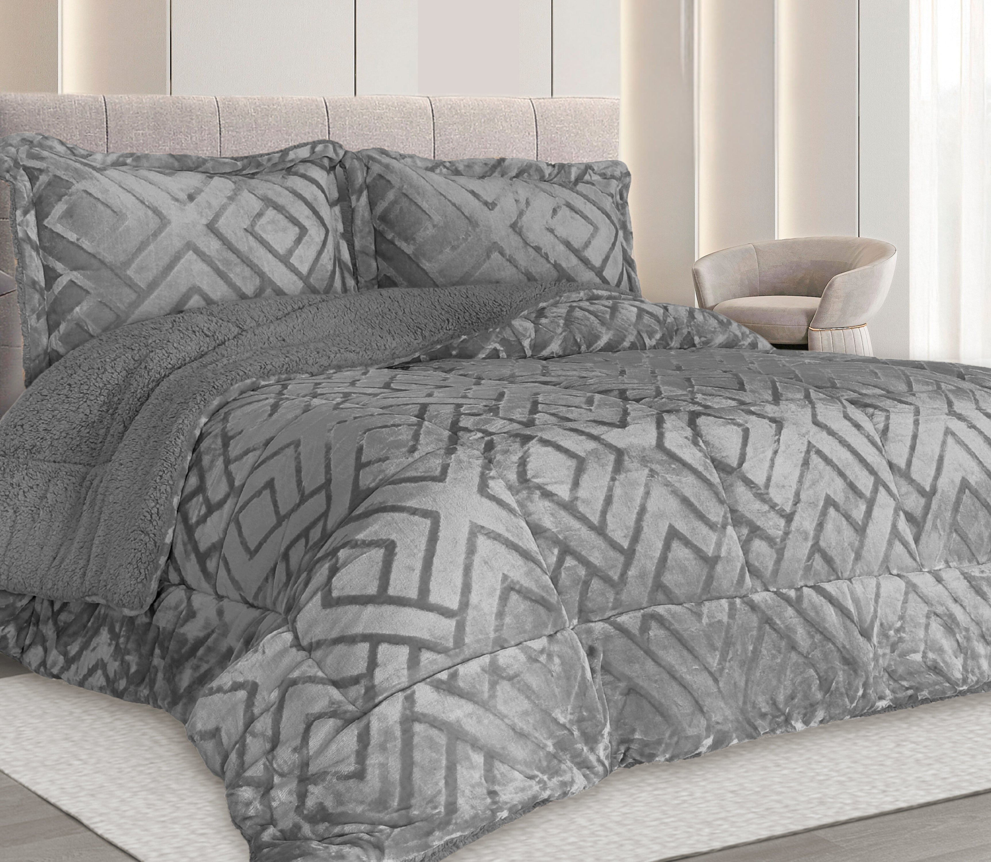 Sherpa-Bettdecke Rubi Dunkelgrau