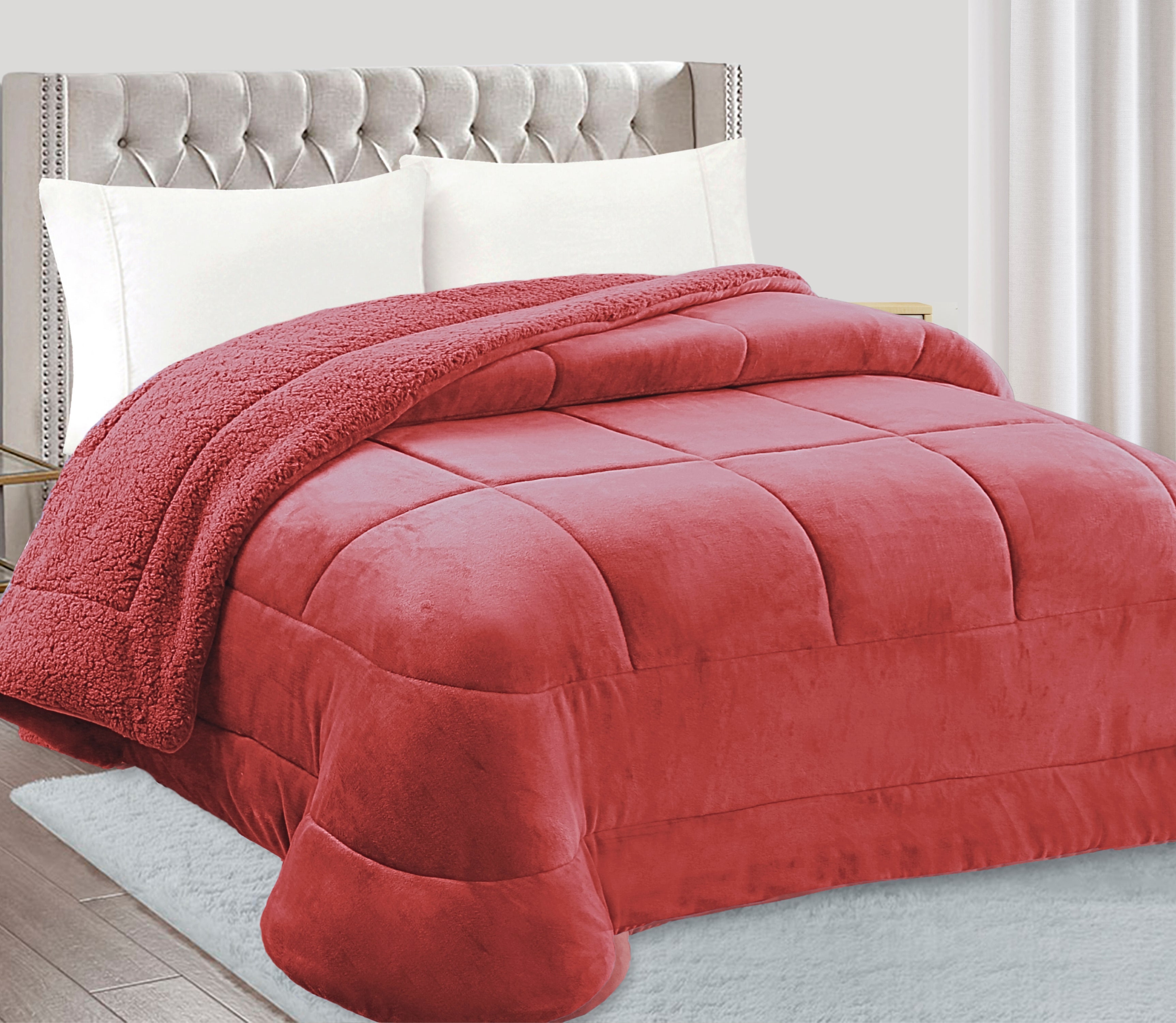 Couvre-lit Sherpa Nirna Rouge