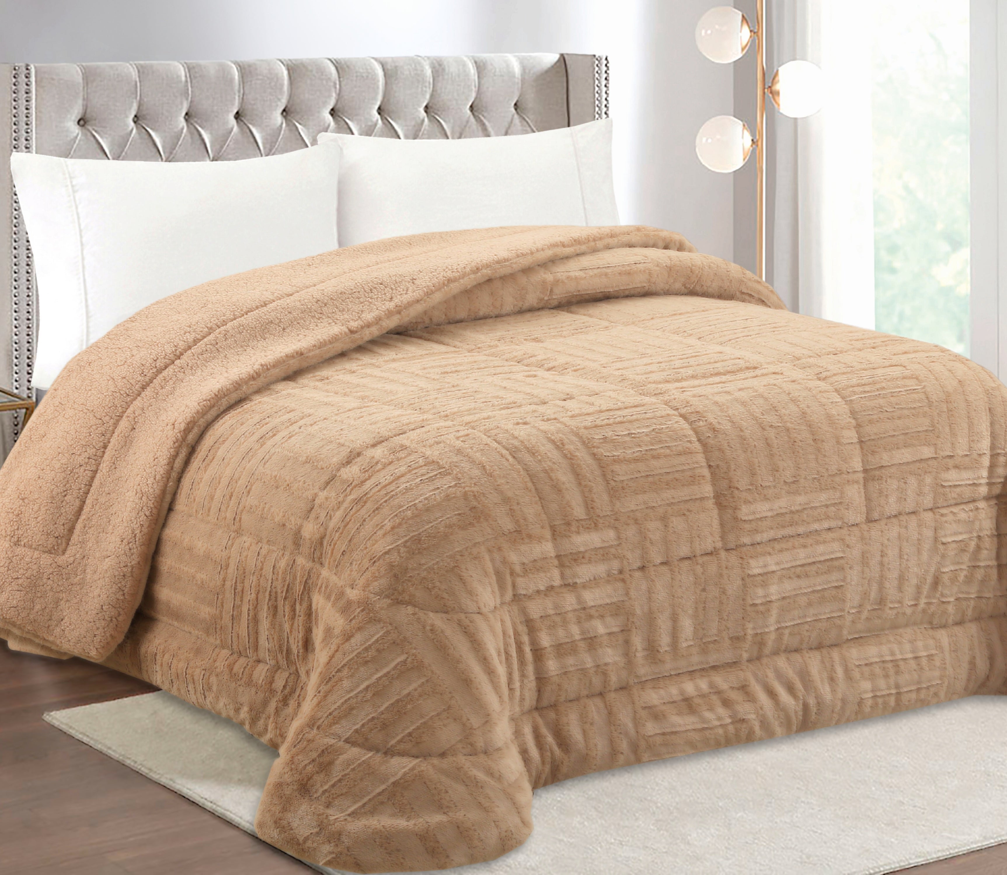 Couvre-lit d'hiver en Sherpa Nuve Beige