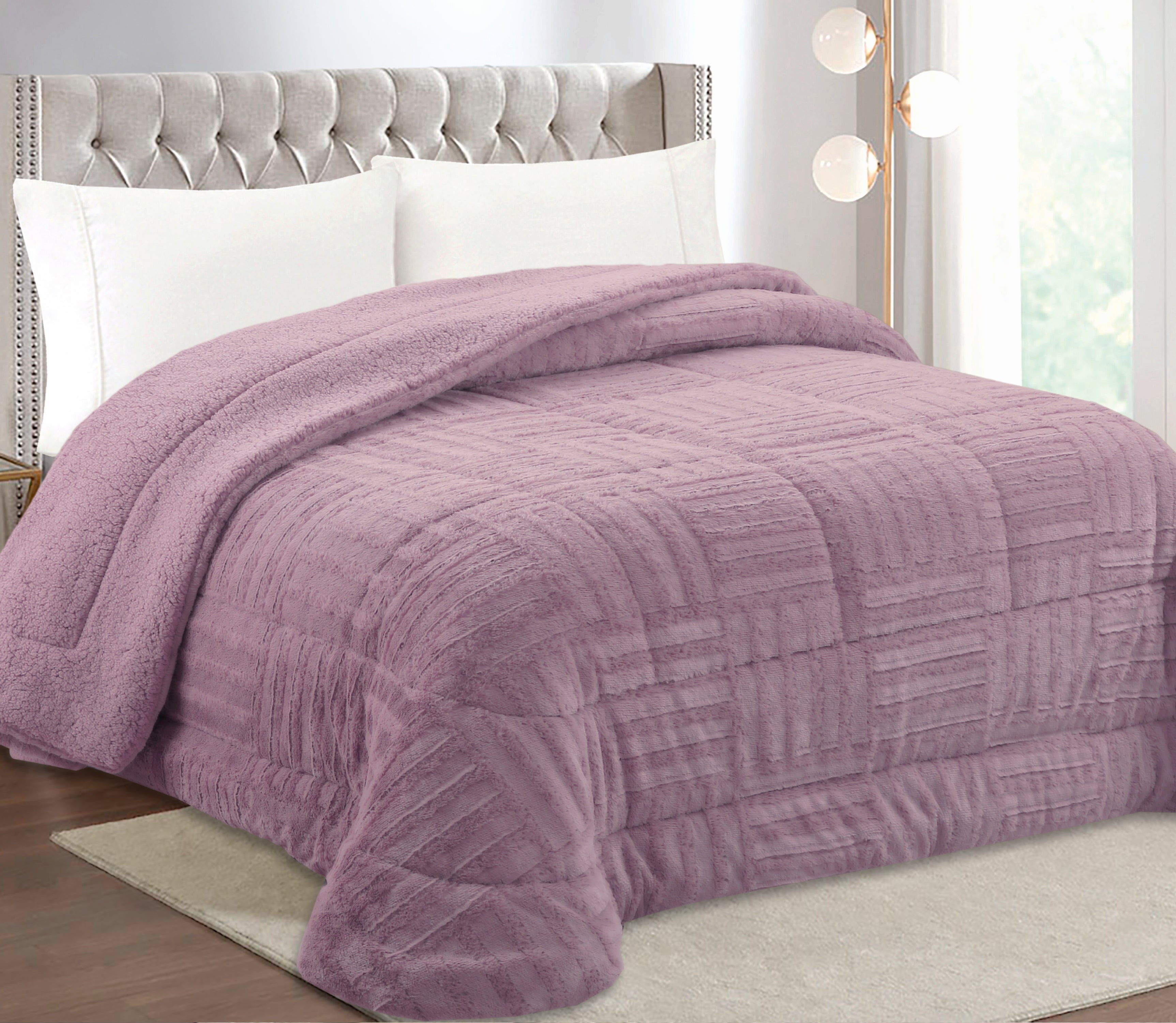 Couvre-lit d'hiver en Sherpa Nuve Violet