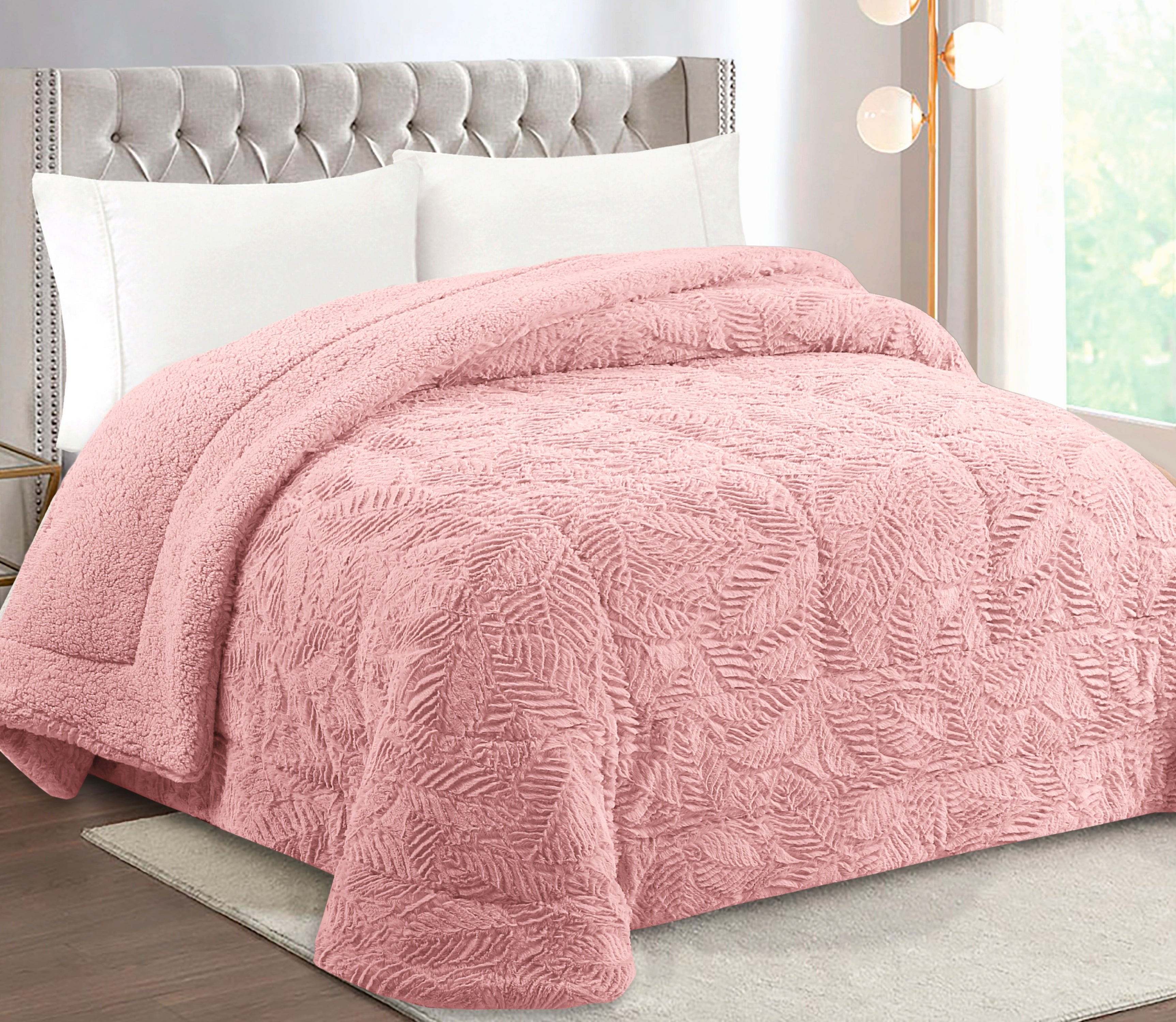 Couvre-lit d'hiver en Sherpa Siena Rose