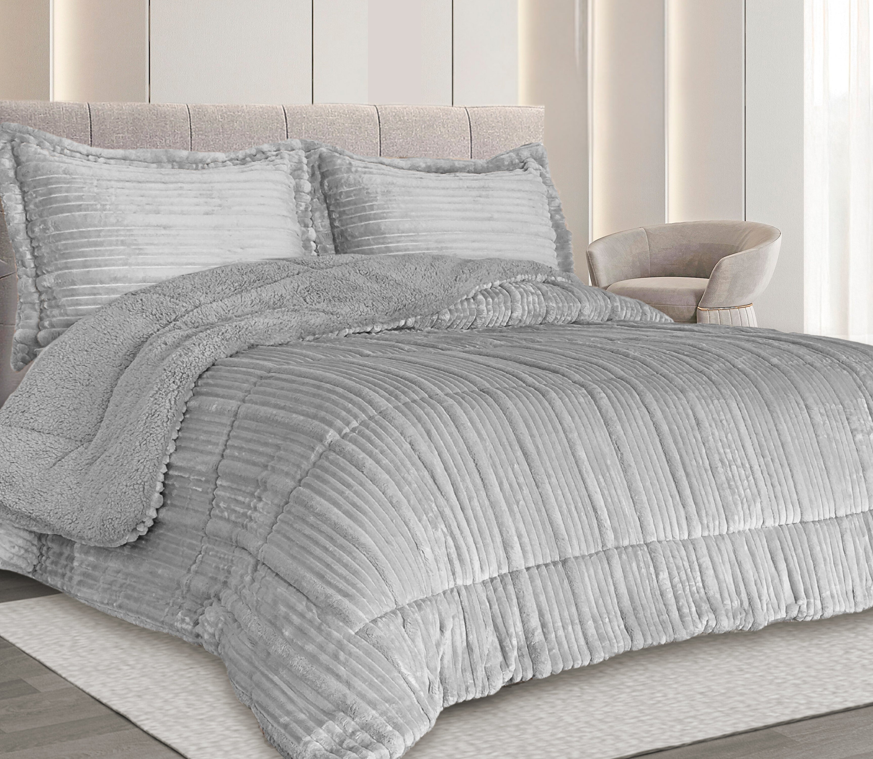 Sherpa-Tagesdecke Luna Grau