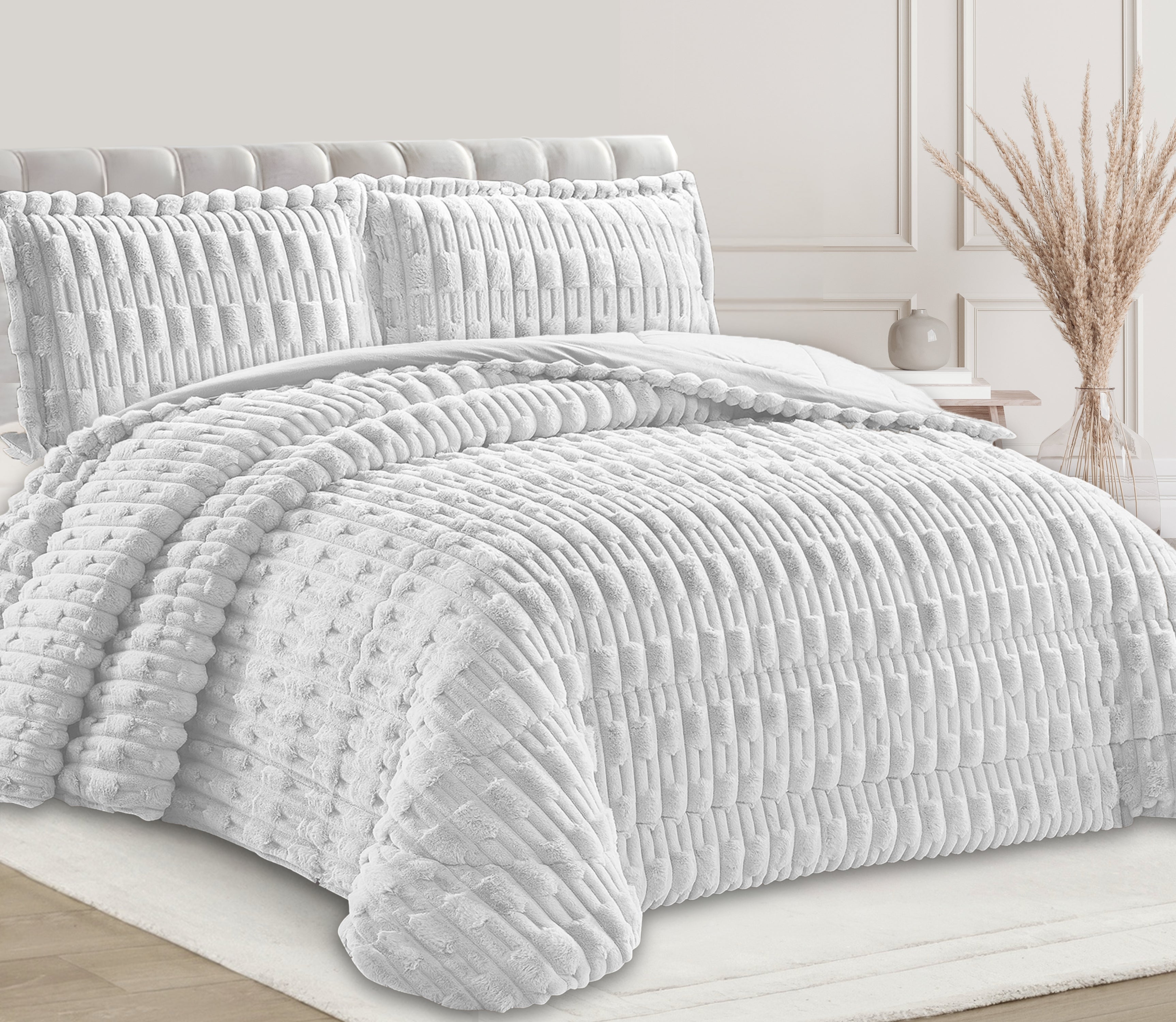 Samt-Bettdecke Nali Grau