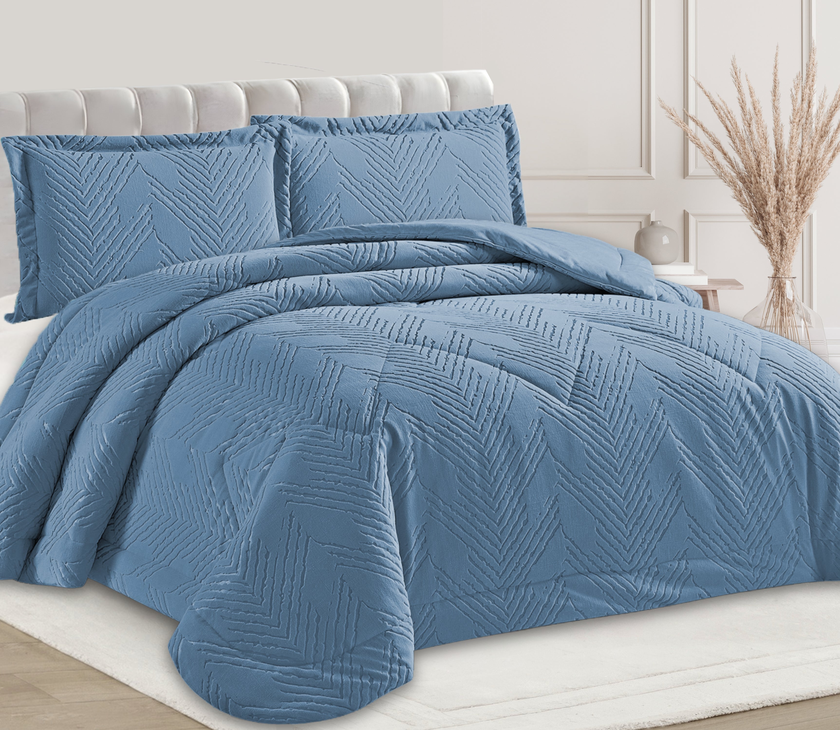 Samt-Bettdecke Nian Blau