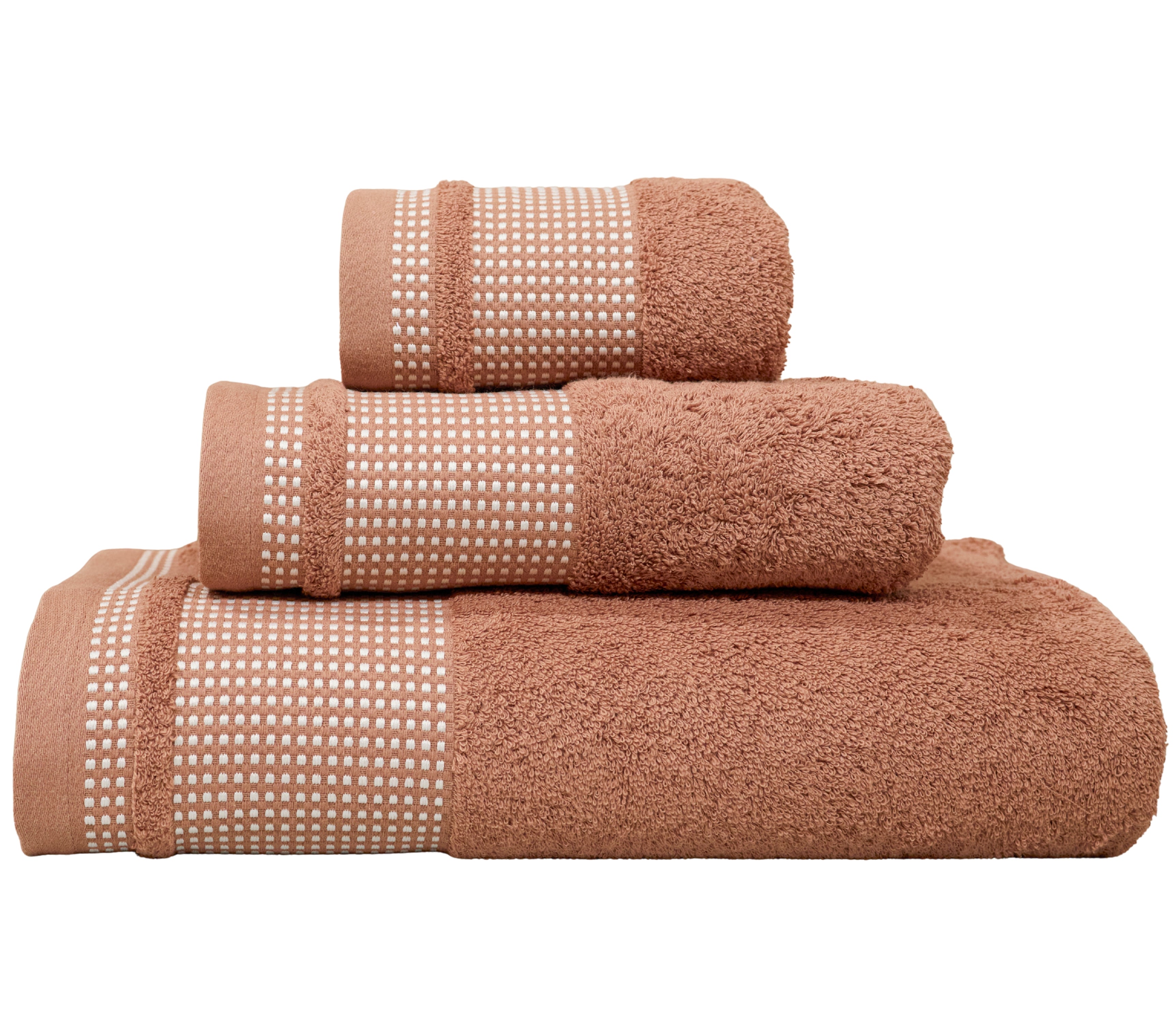 Baumwoll-Badetuch-Set Marte Terrakotta