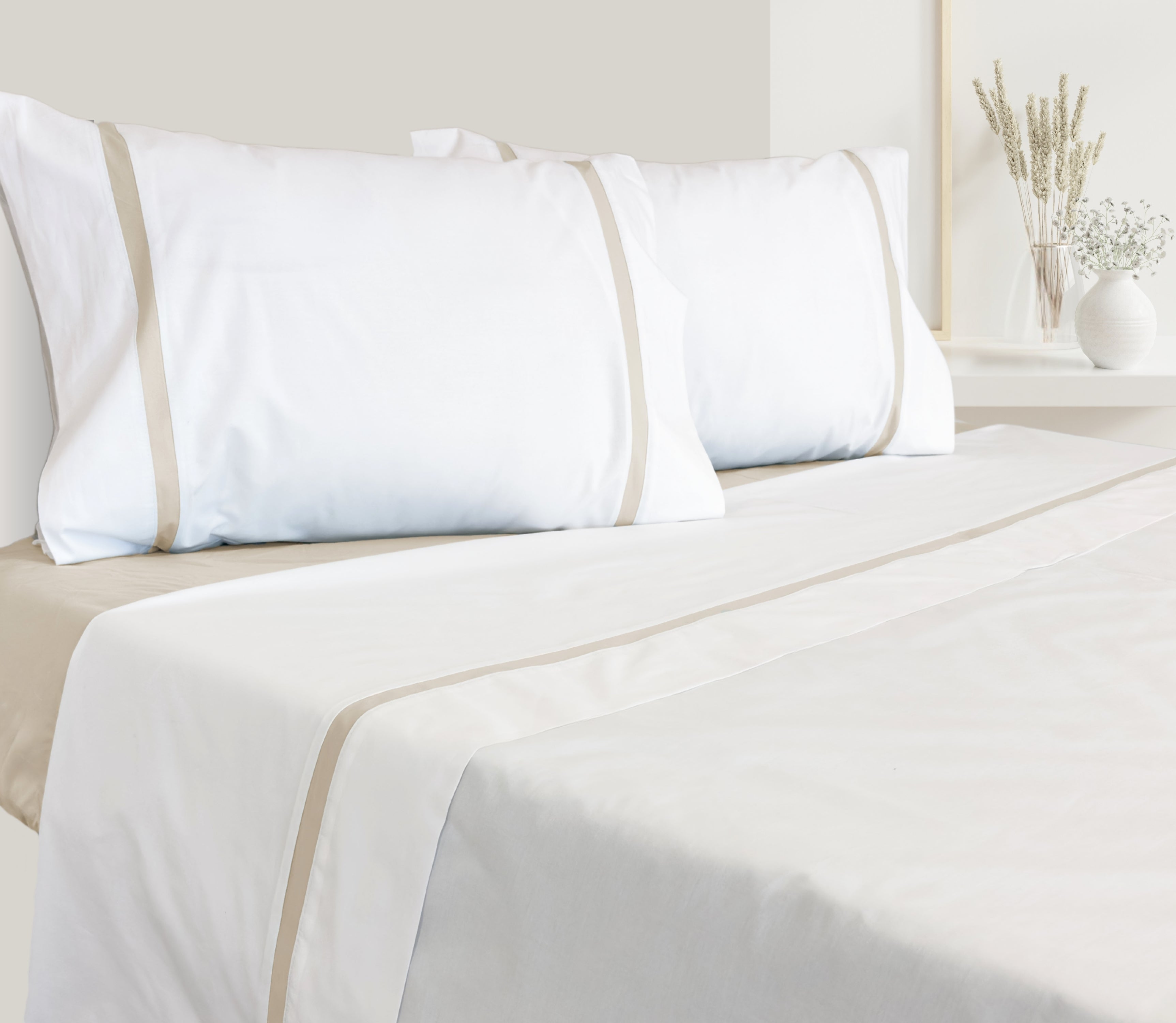 Parure de draps en percale beige