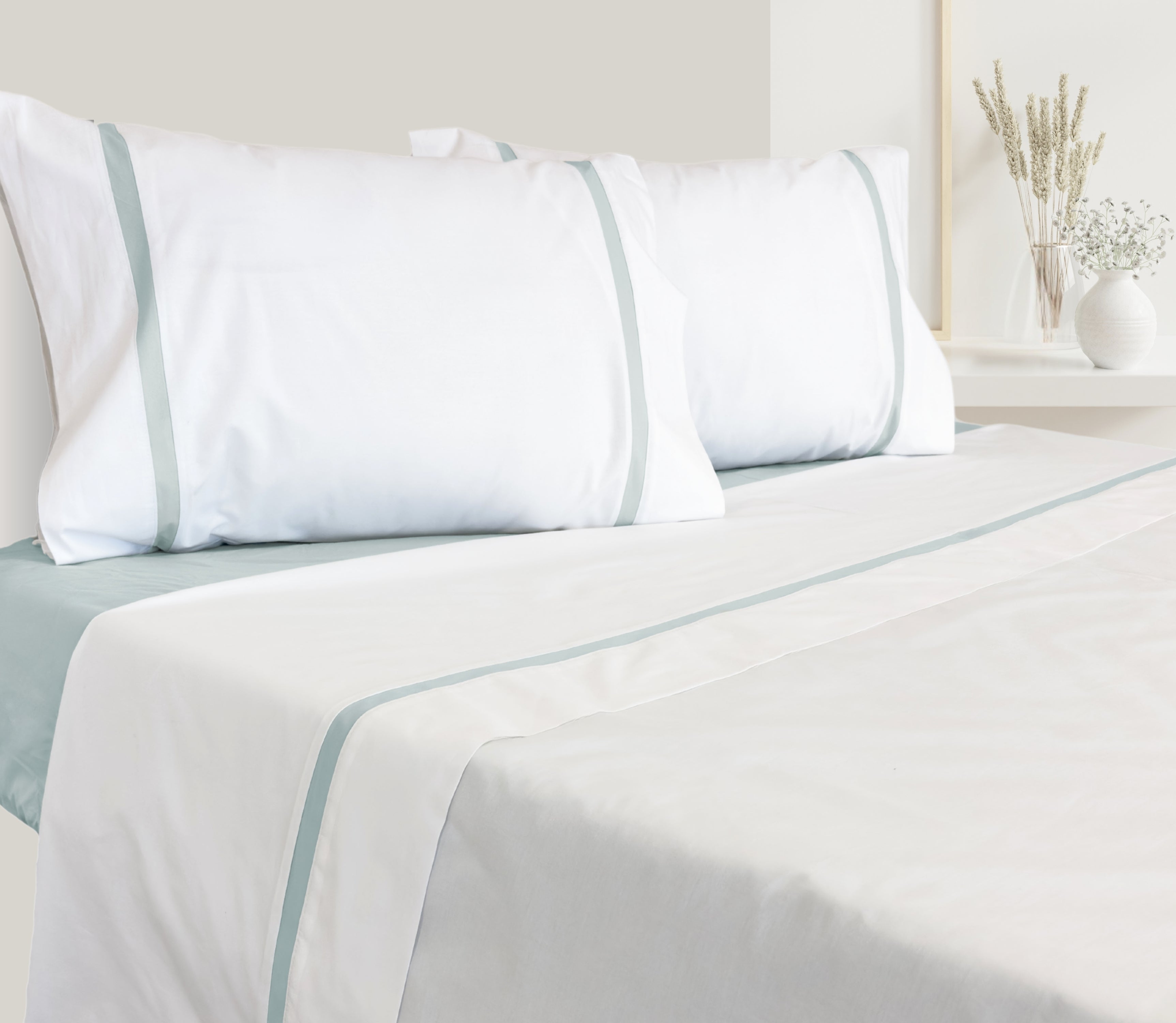 Parure de draps en percale vert d'eau