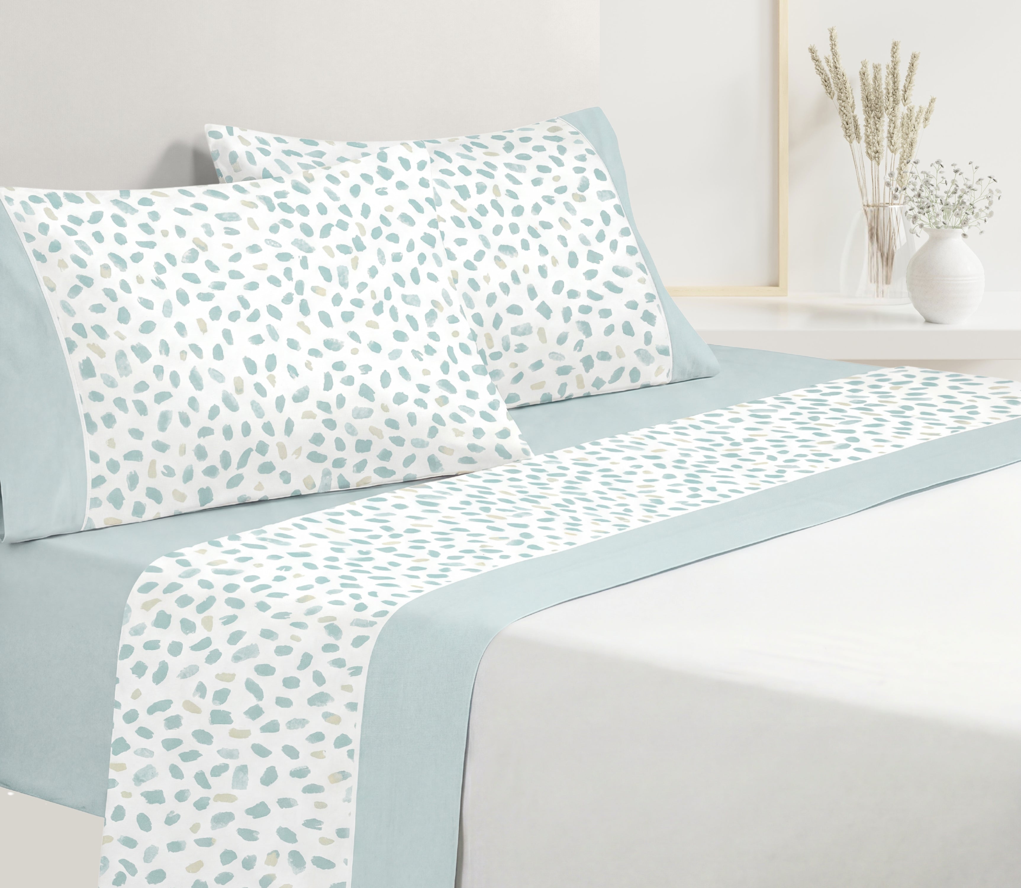 Ensemble de draps en Coton Nure Vert d'eau