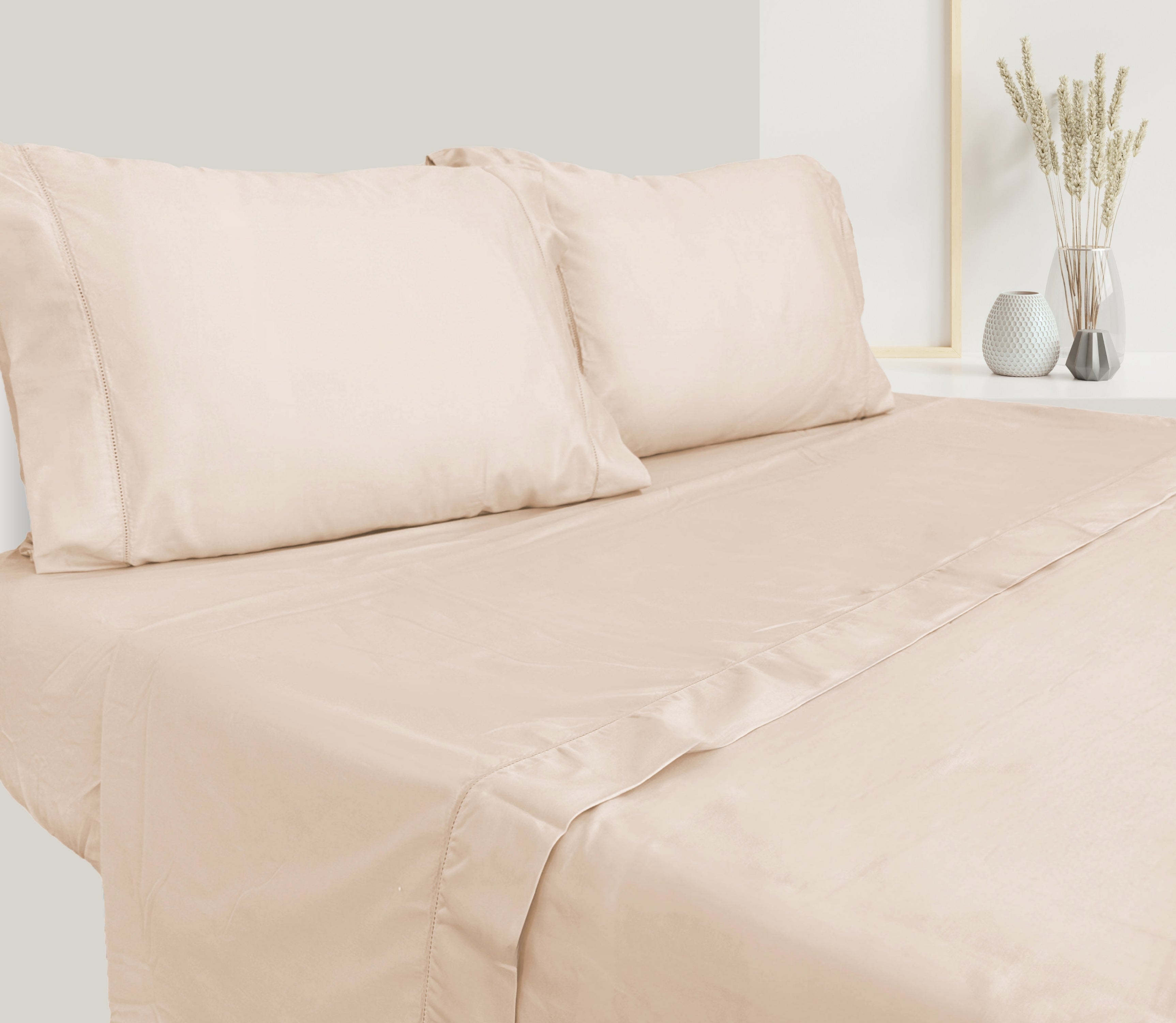 Parure de draps en satin beige