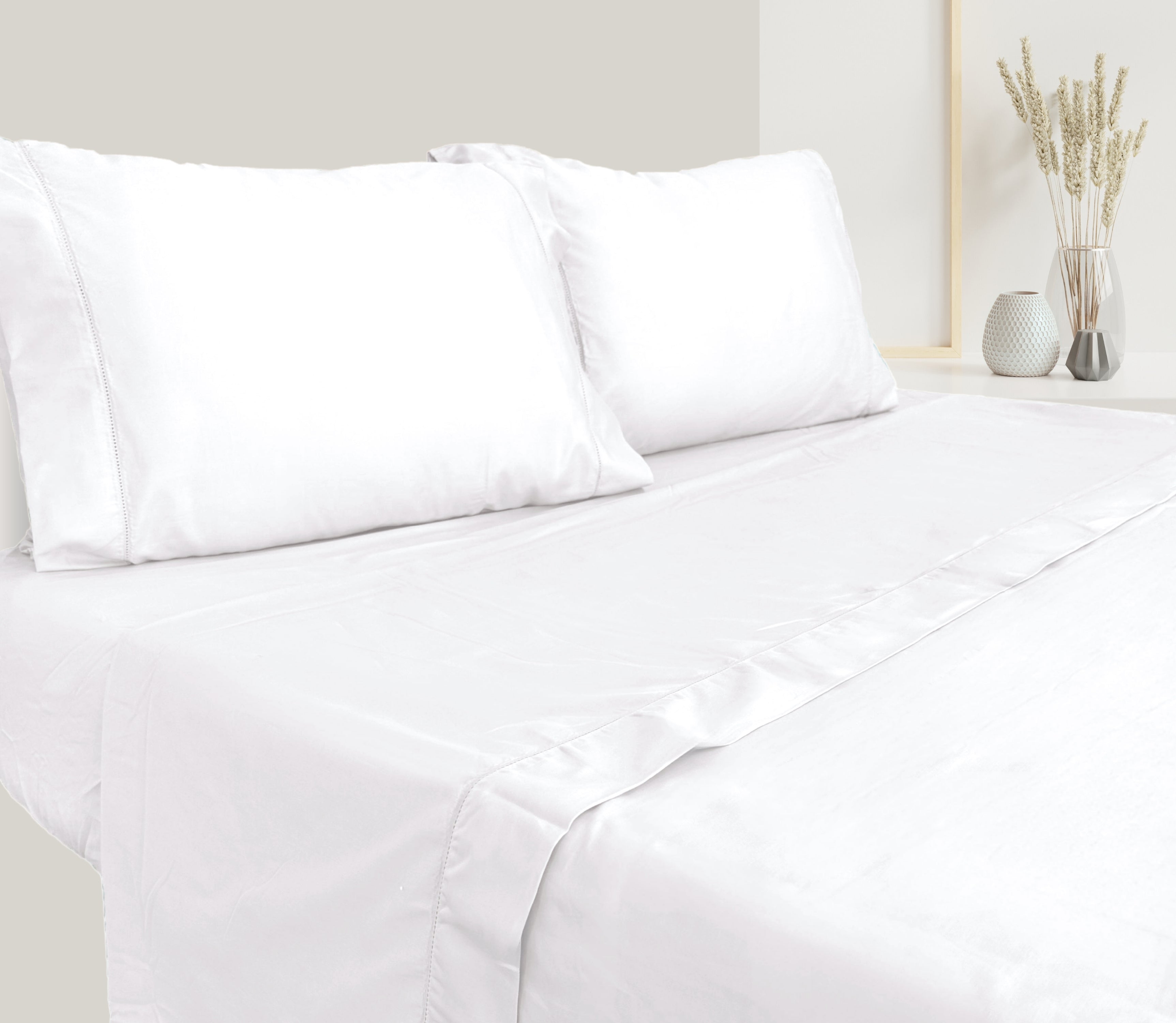 Parure de draps en satin blanc