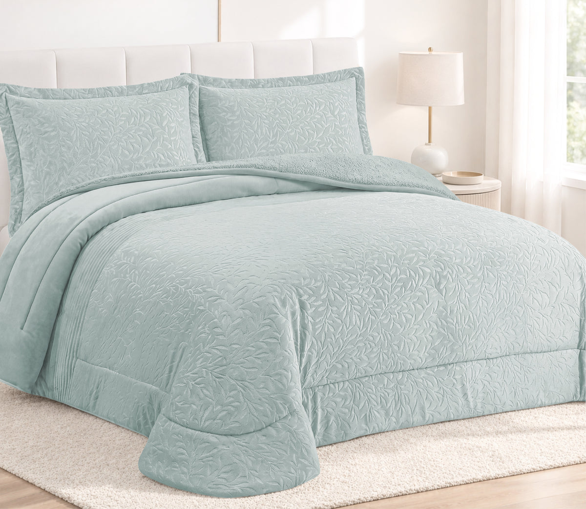 Couvre-lit Sherpa Lunia Vert d'eau