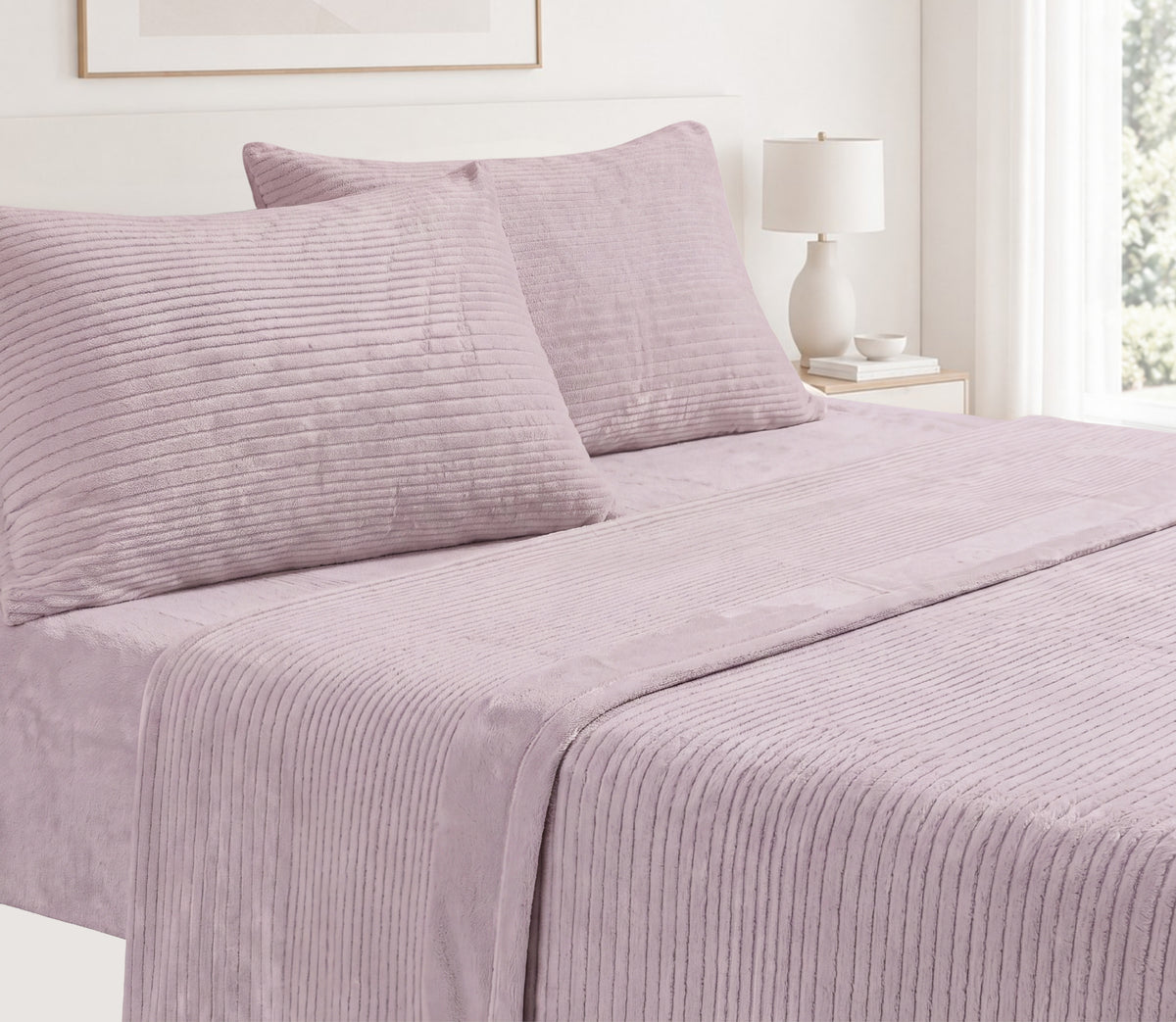 Mikro-Korallenfleece-Bettwäsche-Set Prin Violett