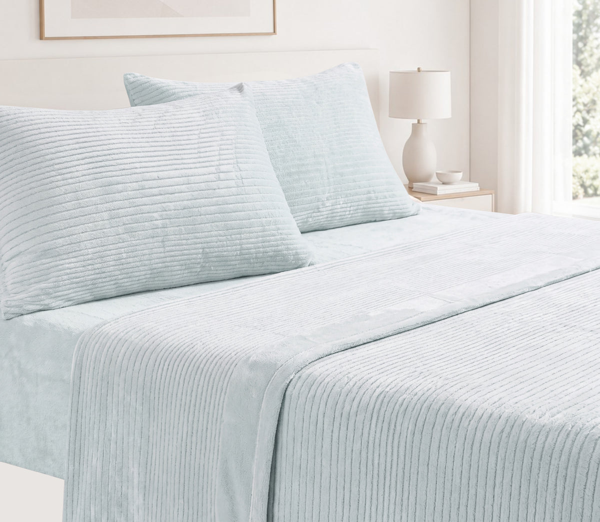 Parure de draps Polaire en Microline Prin Vert d'eau