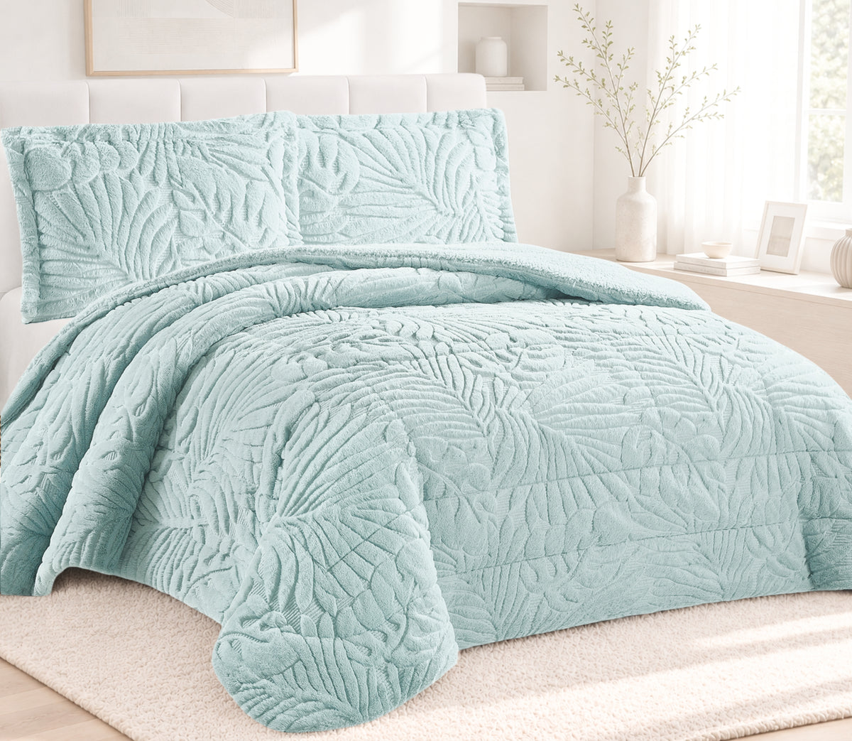 Couvre-lit Sherpa Nair Vert d'eau