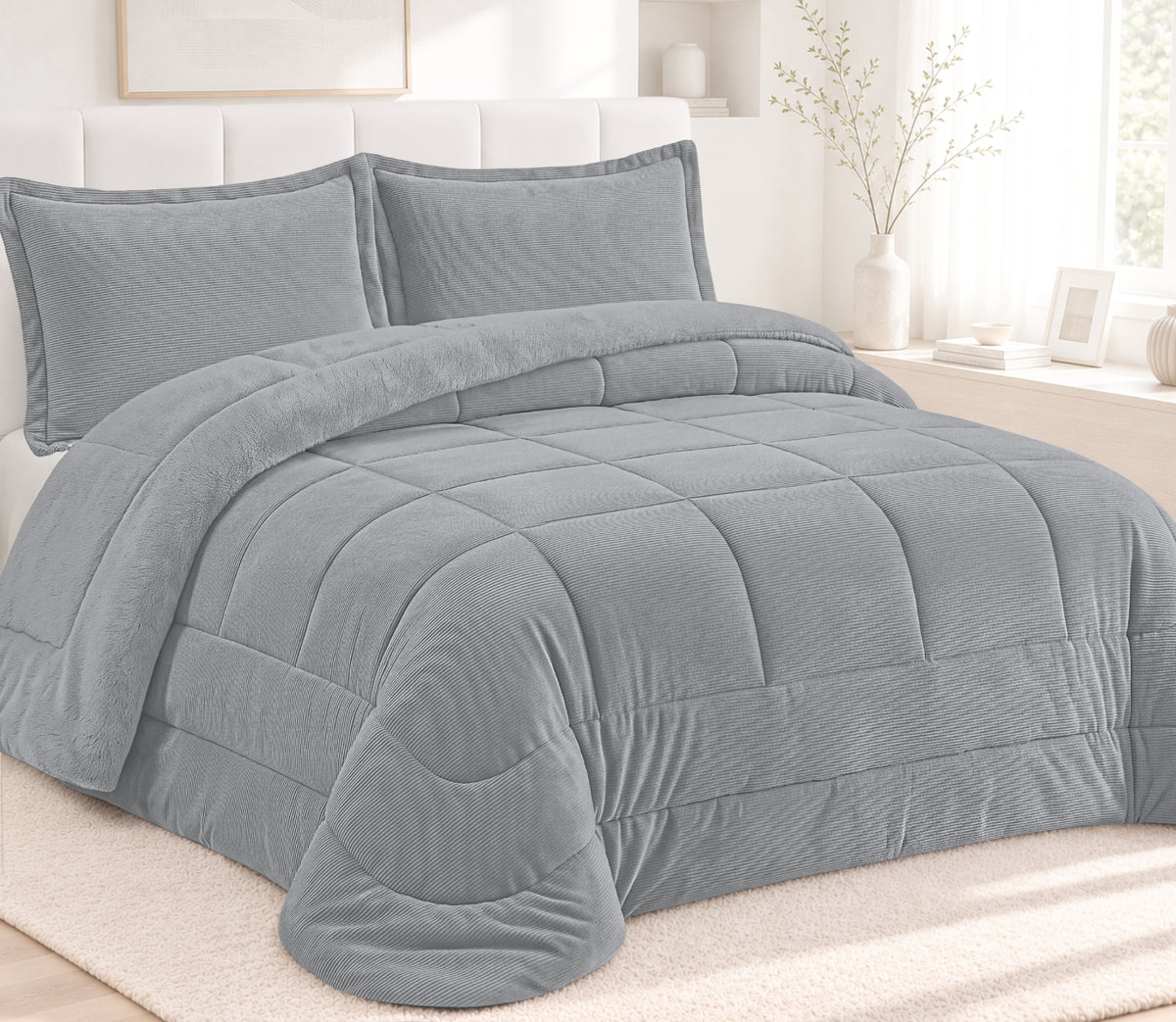 Couvre-lit Sherpa Nari Gris