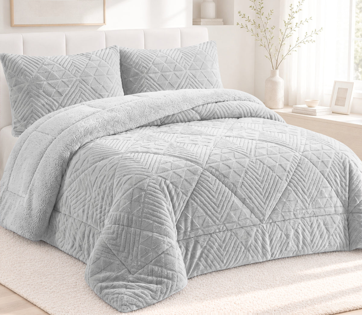 Couvre-lit Sherpa Nevu Gris