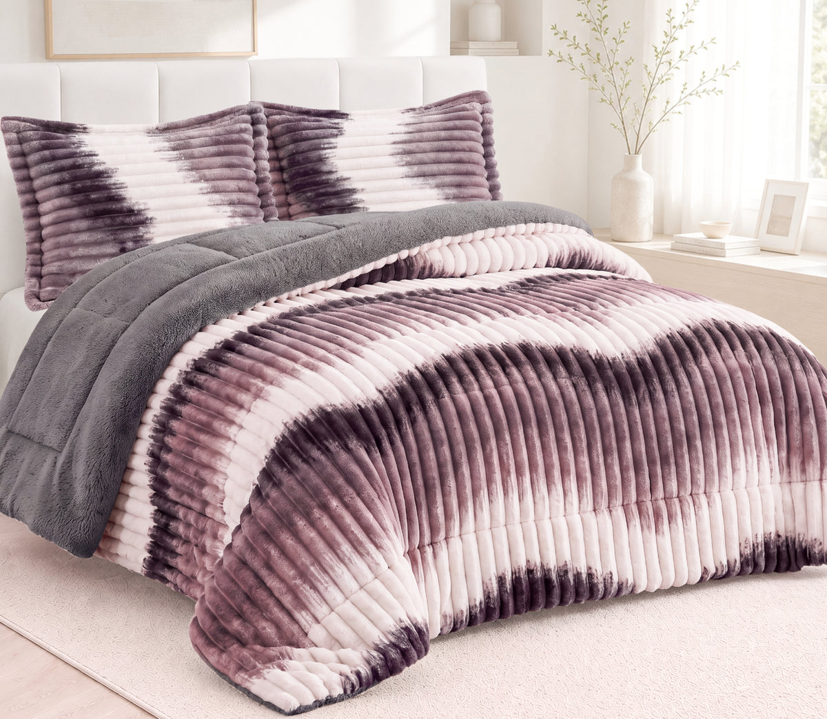 Couvre-lit Sherpa Niara Gris
