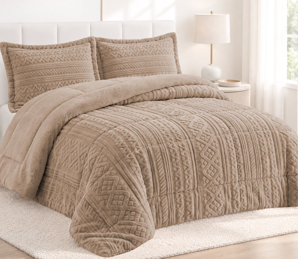 Couvre-lit Sherpa Nola Beige Foncé