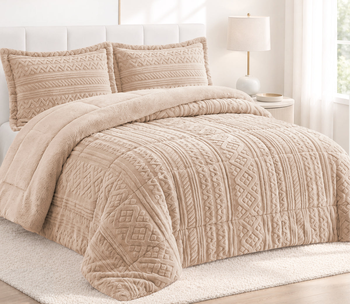 Couvre-lit Sherpa Nola Beige