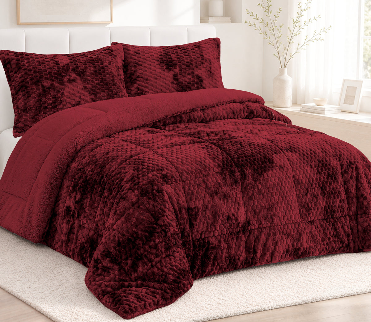 Trapunta in Sherpa Persa Bordeaux