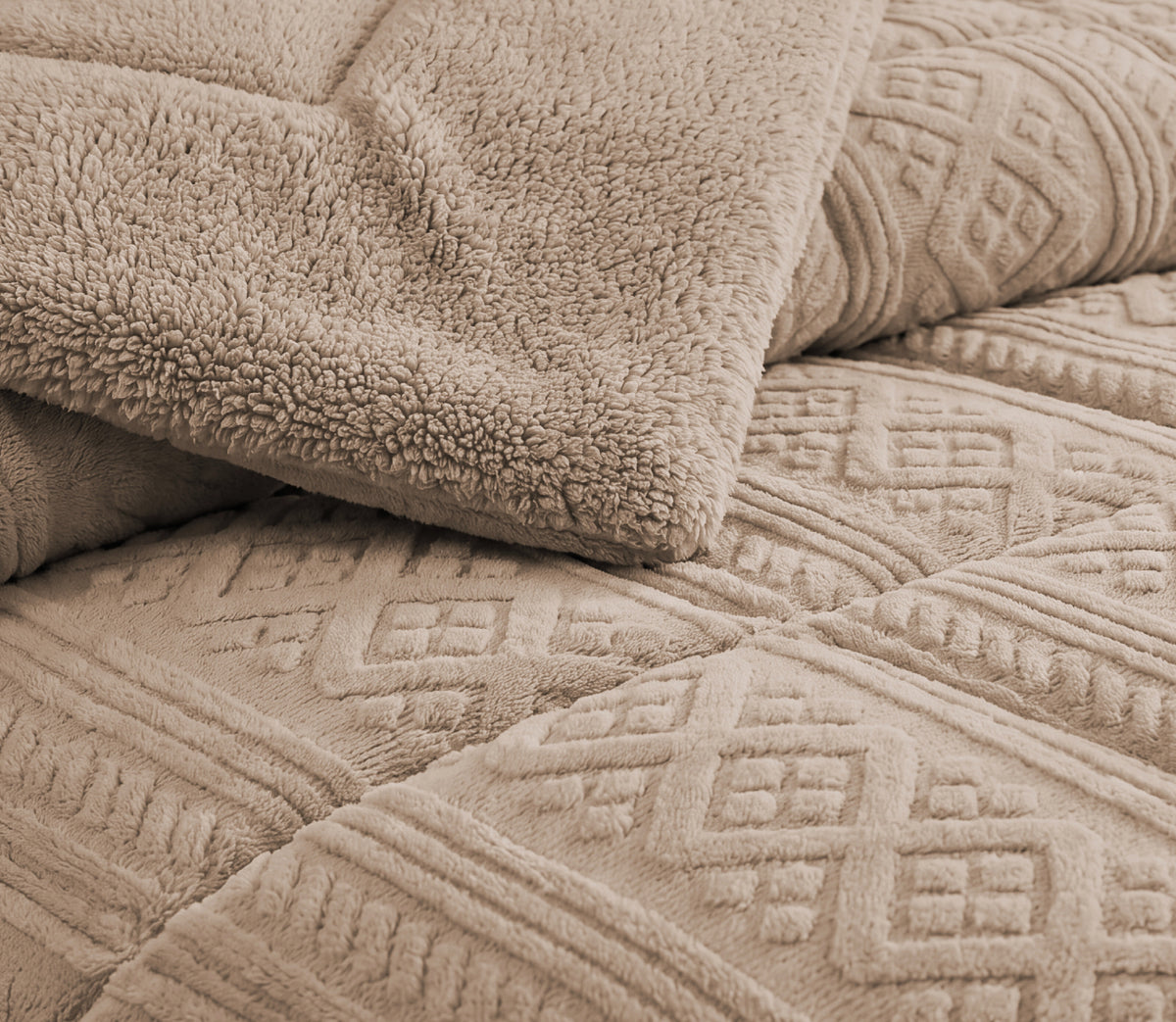 Couvre-lit Sherpa Nola Beige Foncé