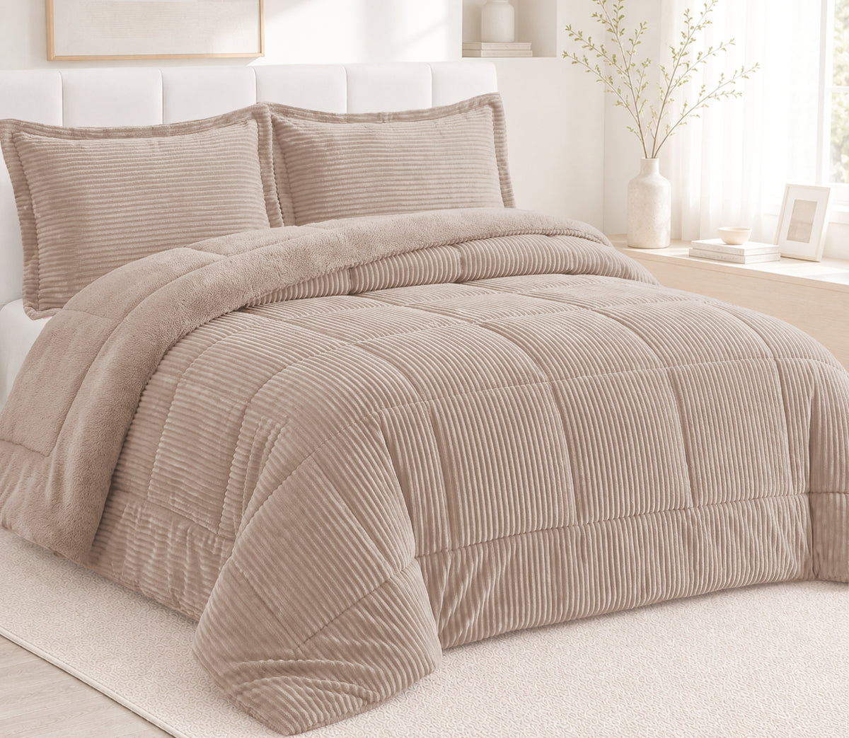 Couvre-lit Sherpa Rubi Beige Foncé