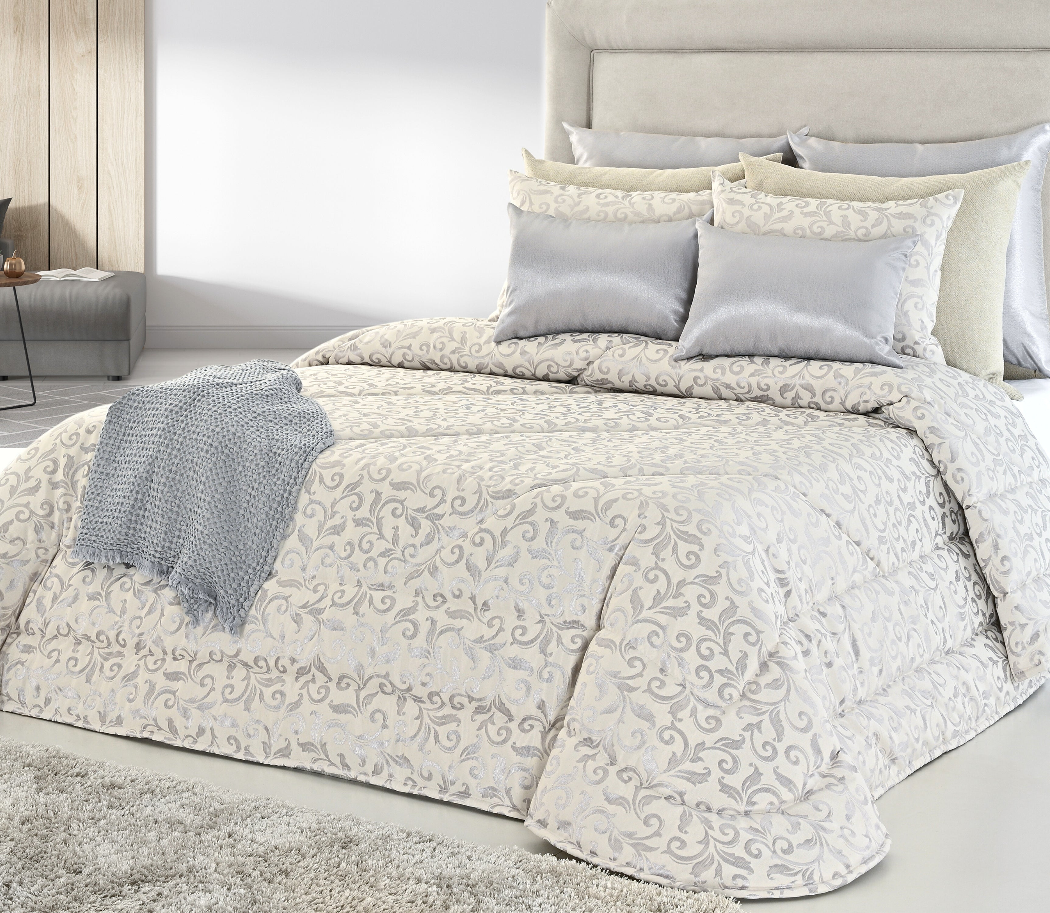 Bedspread Jacquard Neiva Silver